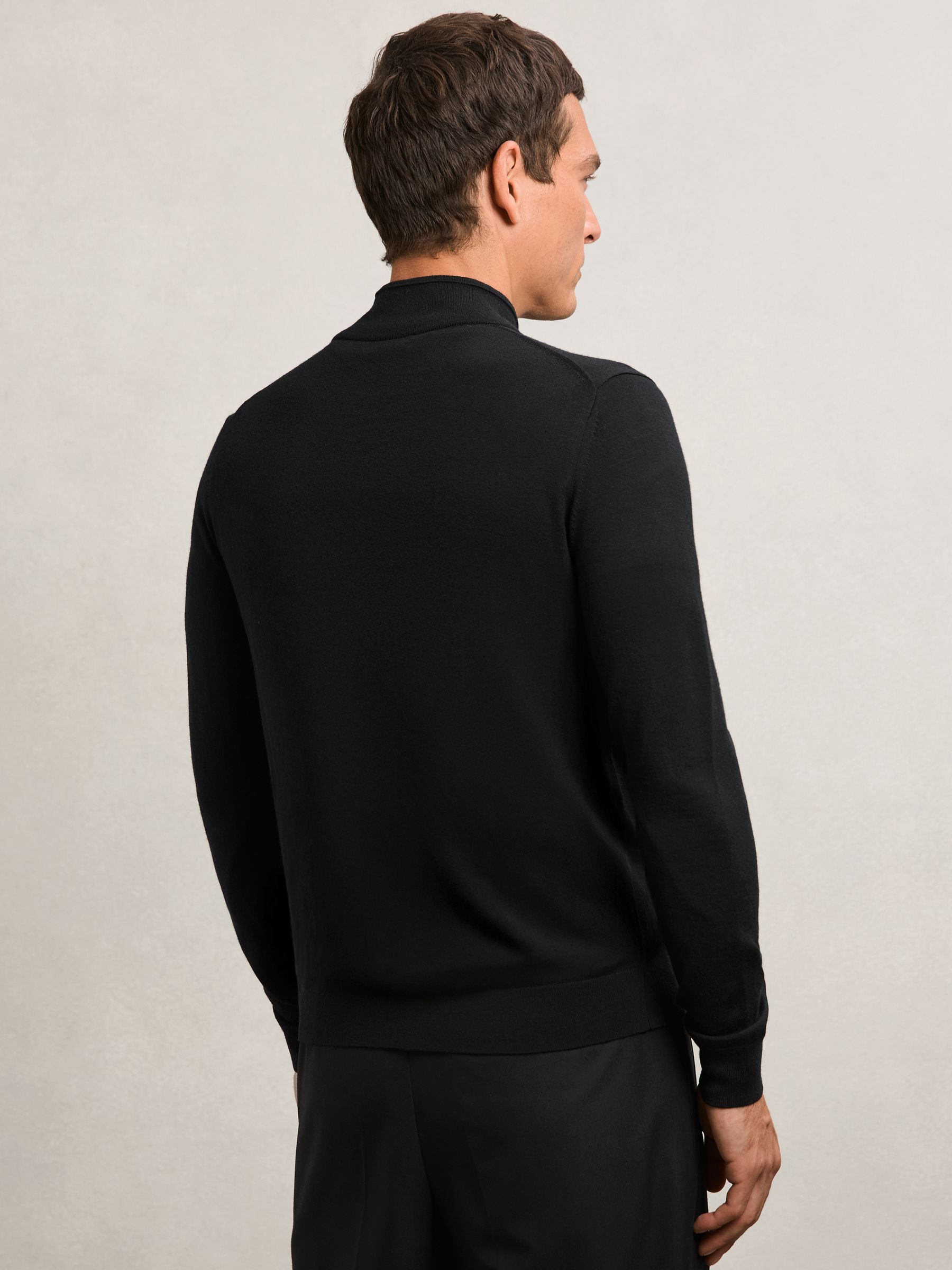 Wool Zip-Through Cardigan in Black - Image 5 of 6