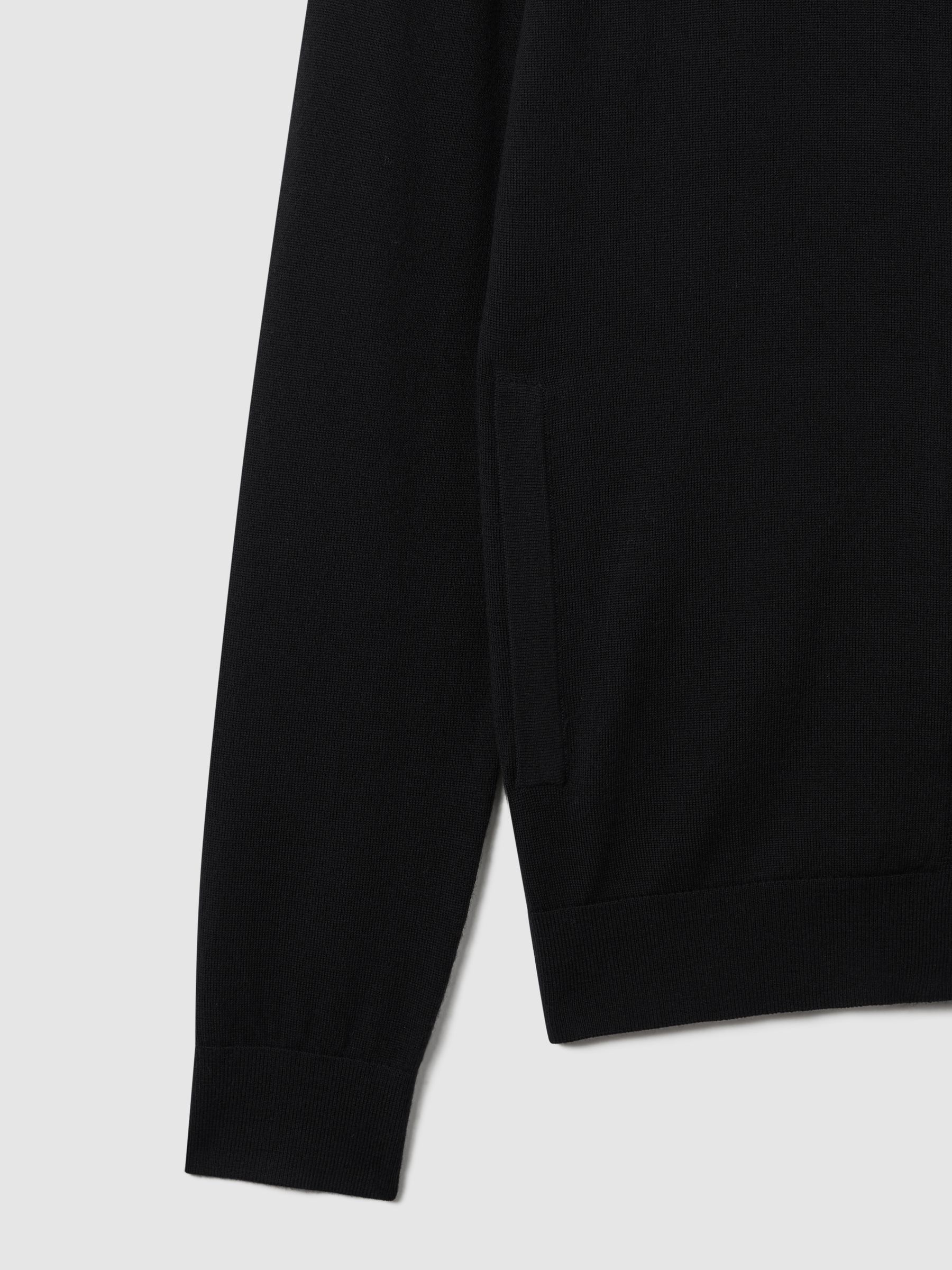 Wool Zip-Through Cardigan in Black - Image 6 of 6