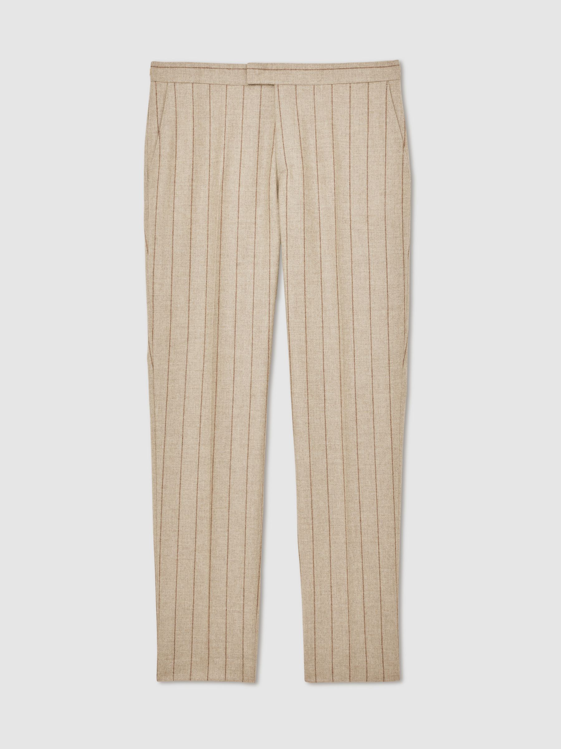 Atelier Wool Pinstripe Suit Trousers Tailored-Fit in Oatmeal Brown - image 1