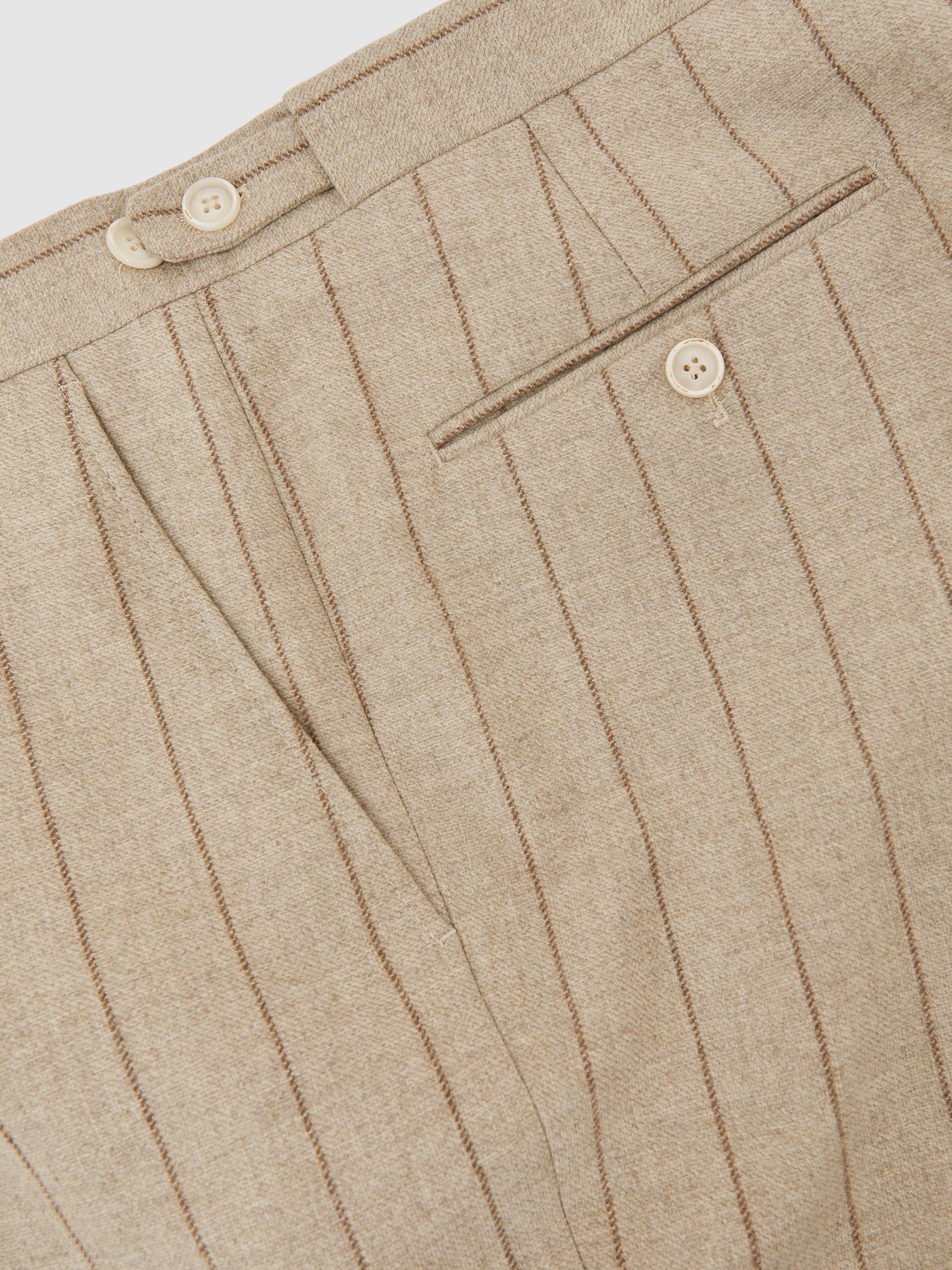 Atelier Wool Pinstripe Suit Trousers Tailored-Fit in Oatmeal Brown - image 3