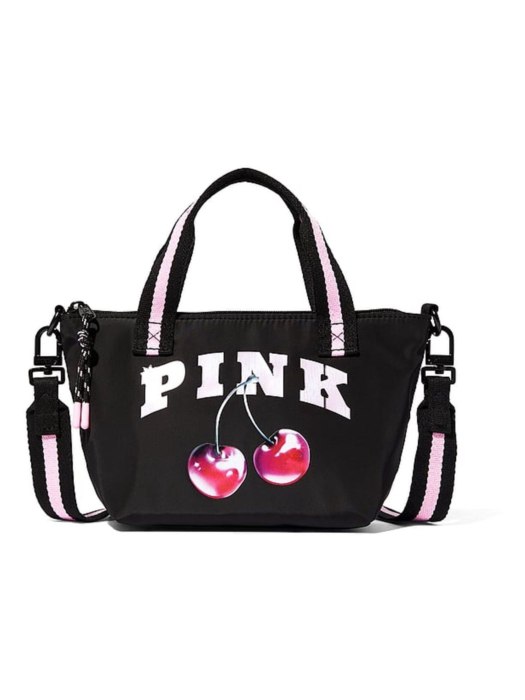 Black Cherry Print Mini Nylon Tote Bag - Image 2 of 3