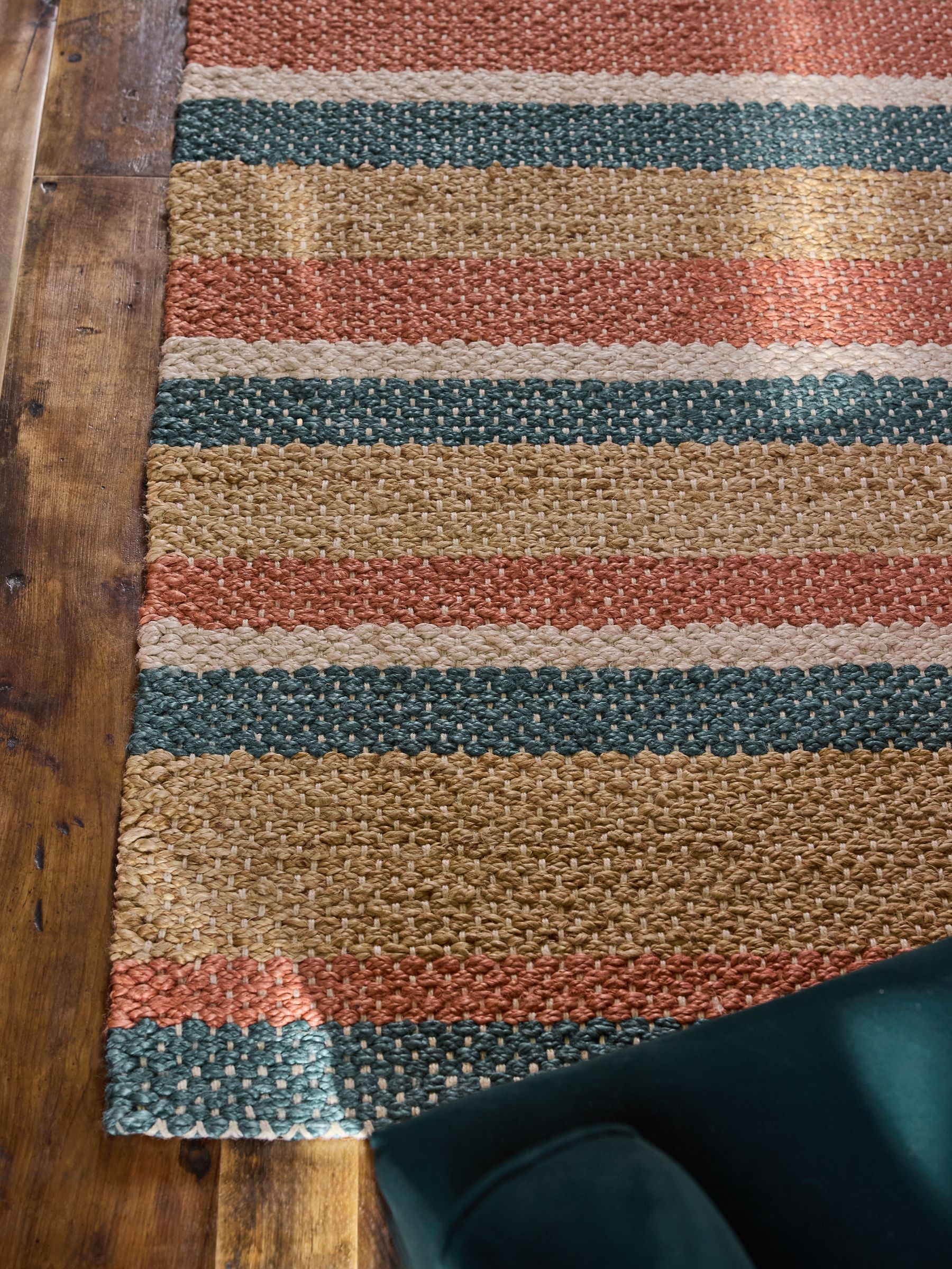 Red/Blue Stripe Jute Flatweave Rug - Image 2 of 5