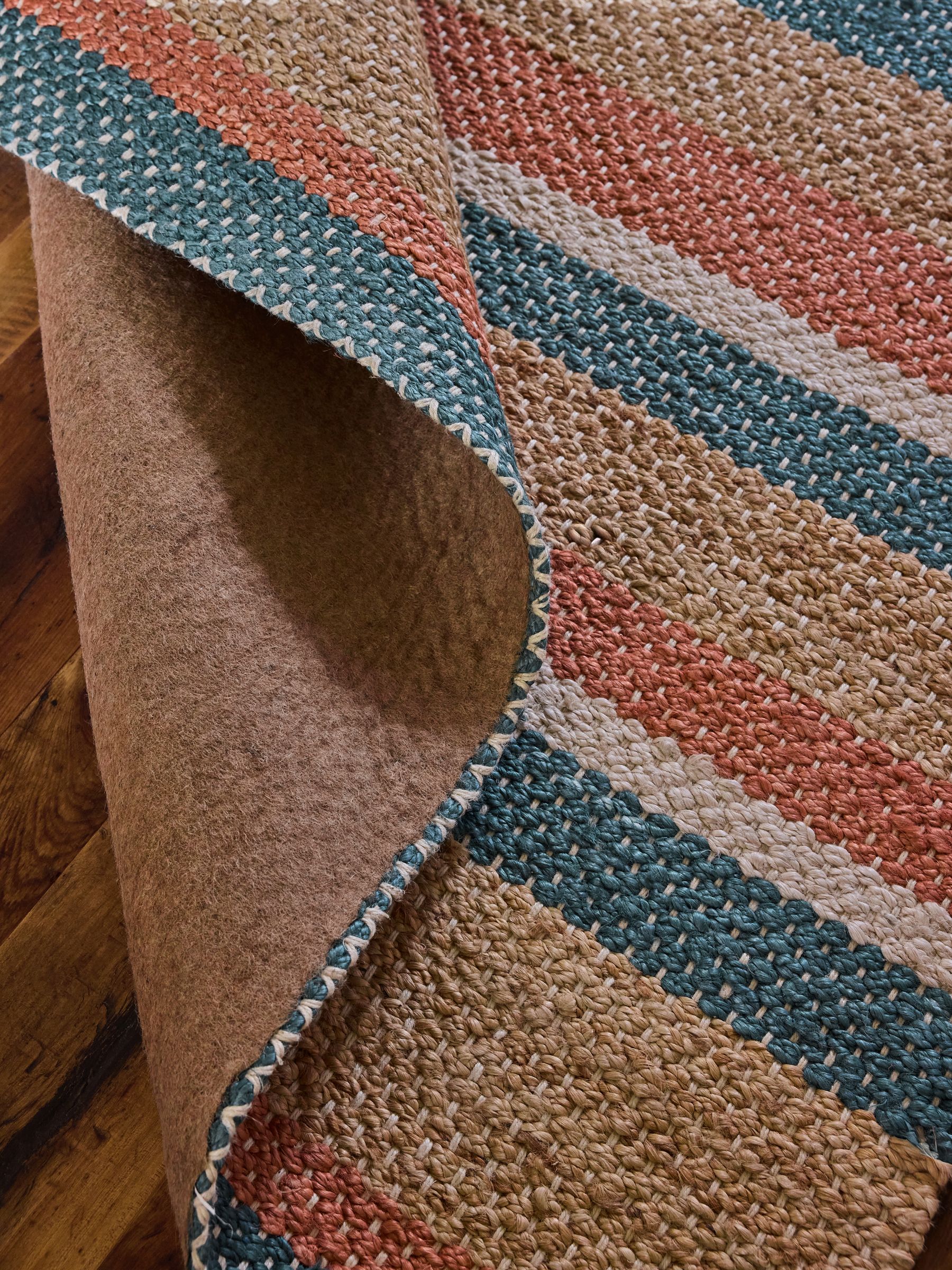 Red/Blue Stripe Jute Flatweave Rug - Image 3 of 5