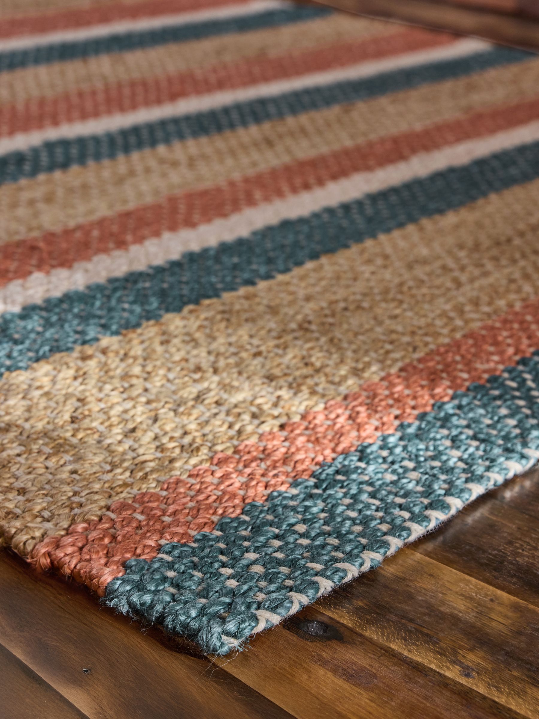 Red/Blue Stripe Jute Flatweave Rug - Image 4 of 5