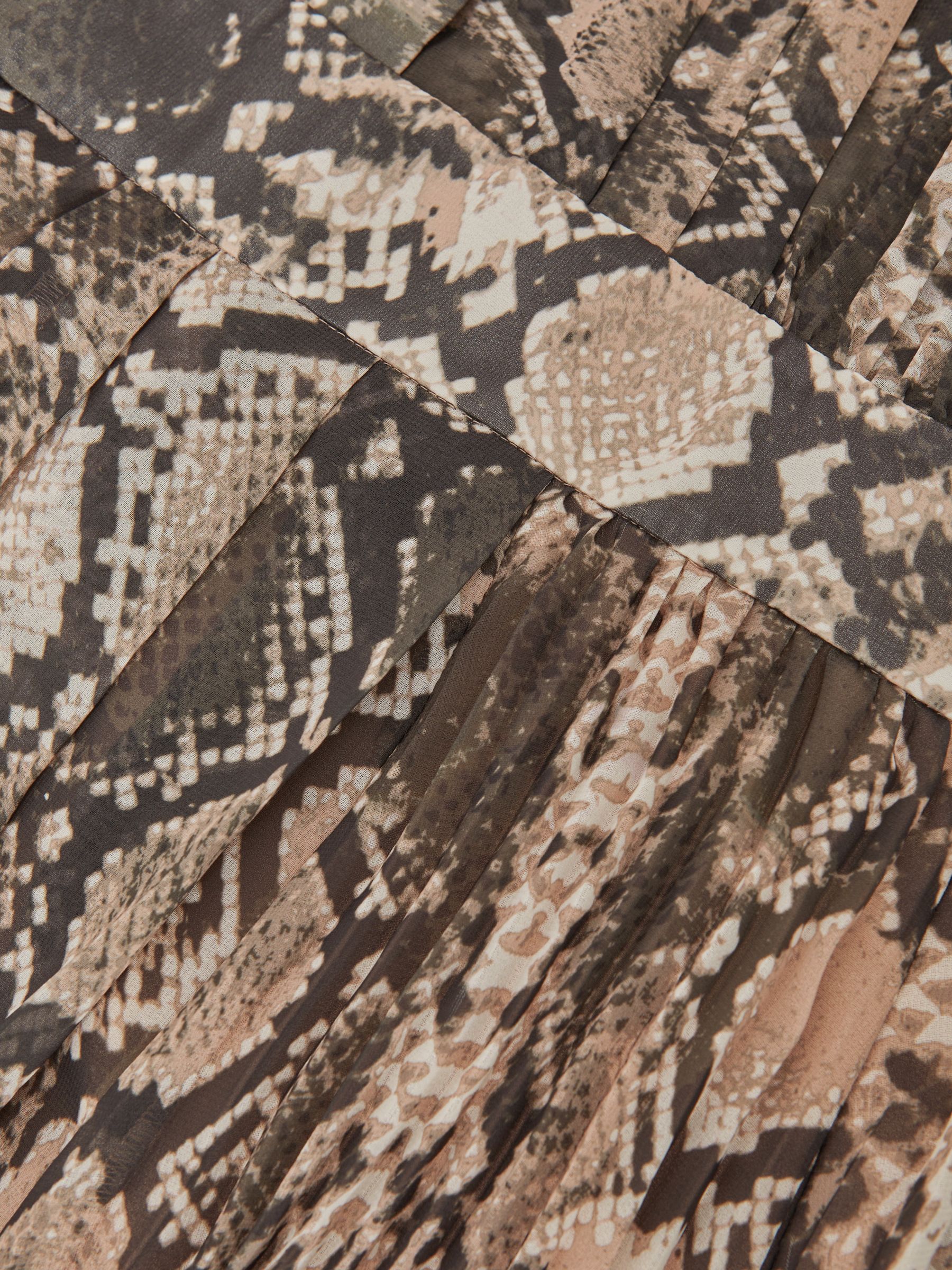 Snake-Print Pleated Midi Dress in Neutral - image 3