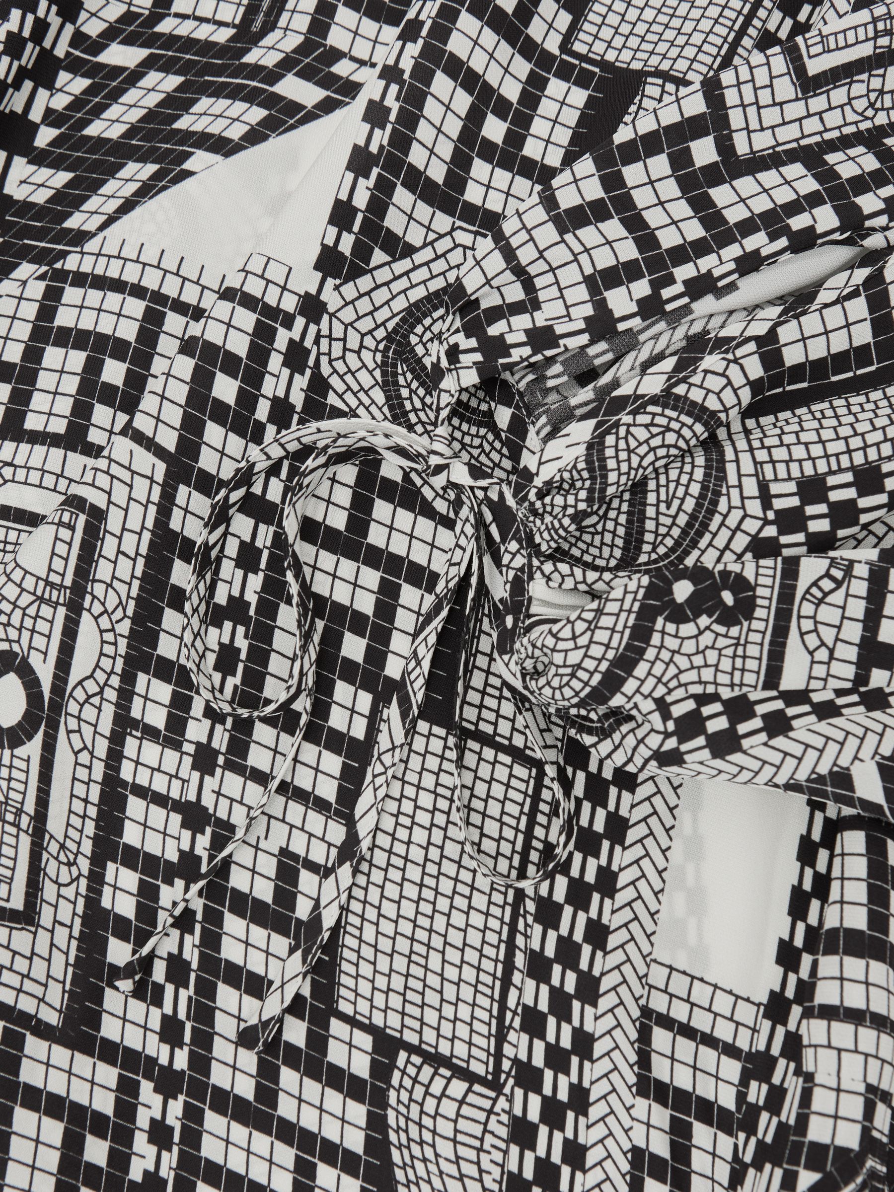 Tile-Print Balloon-Sleeve Blouse in Ivory/Black - Image 6 of 6