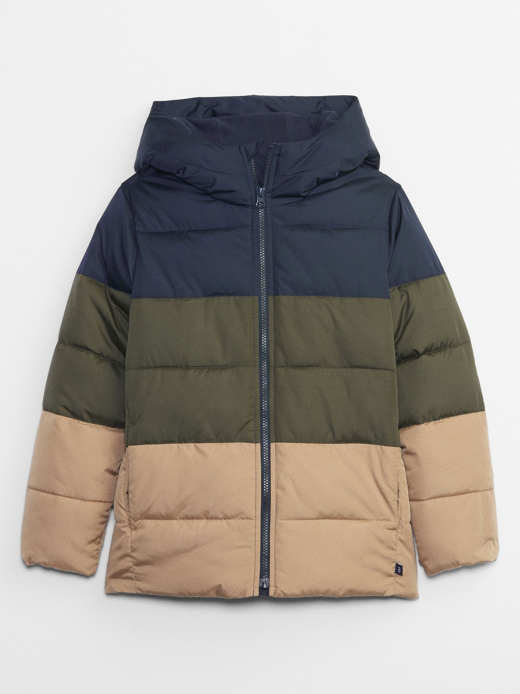 Navy, Green & Beige Water Resistant Cold Control Quilted Puffer Jacket (4-13yrs) - Image 1 of 2