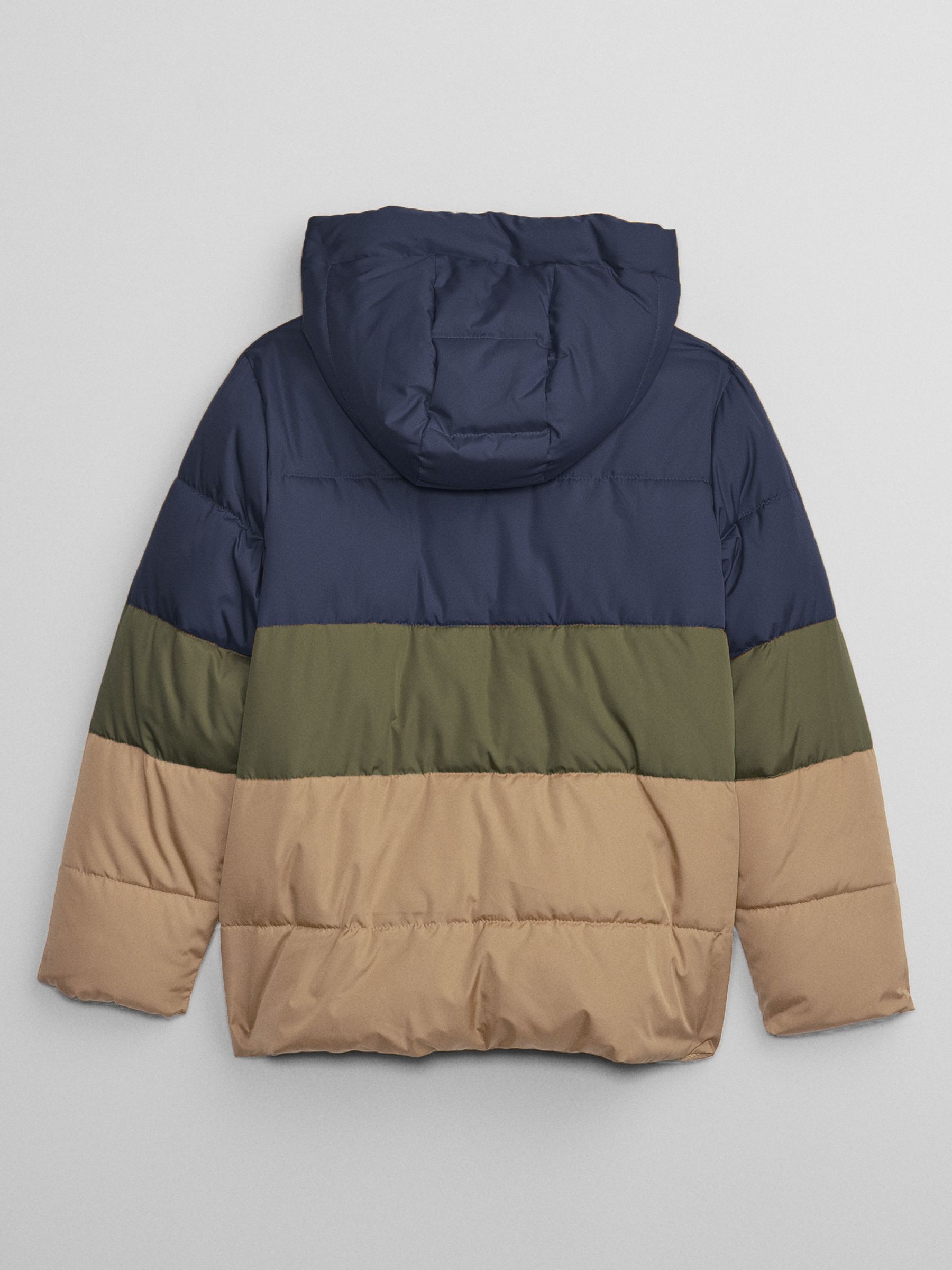Navy, Green & Beige Water Resistant Cold Control Quilted Puffer Jacket (4-13yrs) - Image 2 of 2