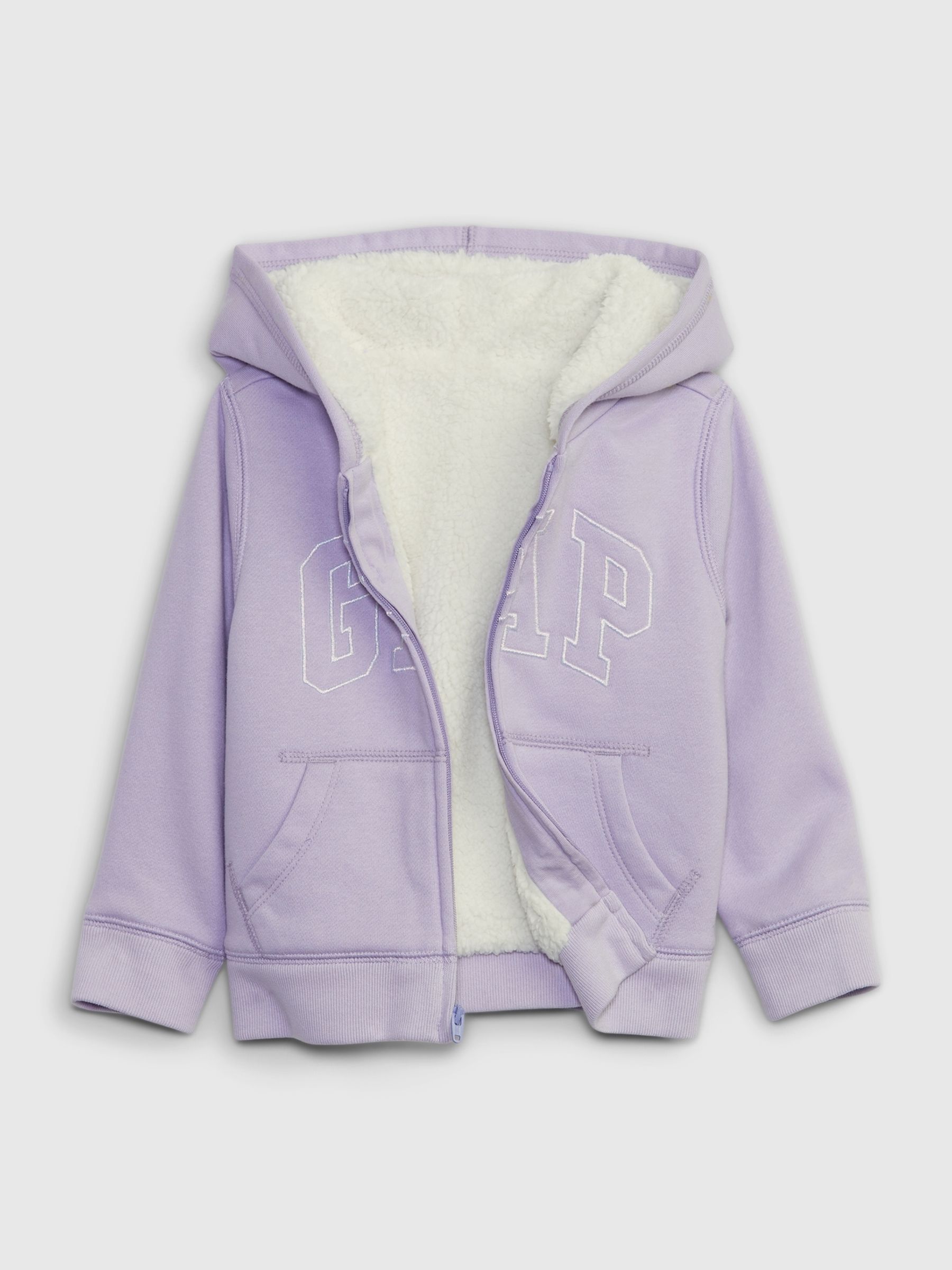 Purple Logo Sherpa Zip Up Hoodie (12mths-5yrs) - Image 3 of 4