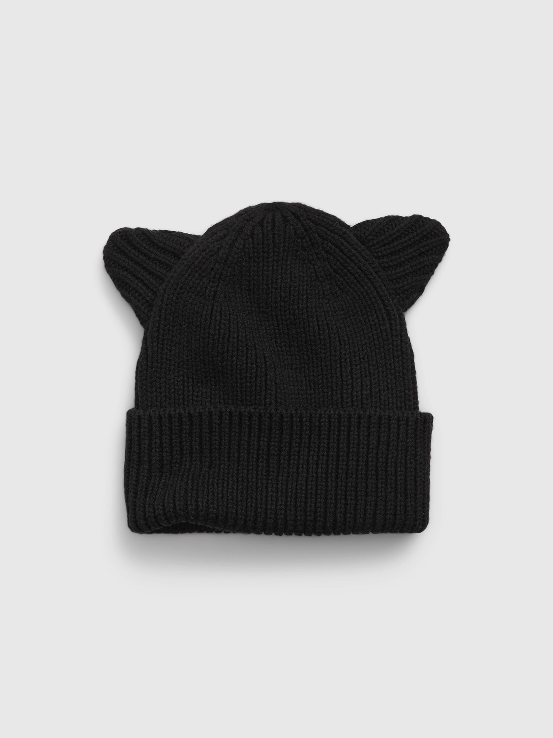 Black Toddlers Organic Cotton Cat Beanie - Image 1 of 1