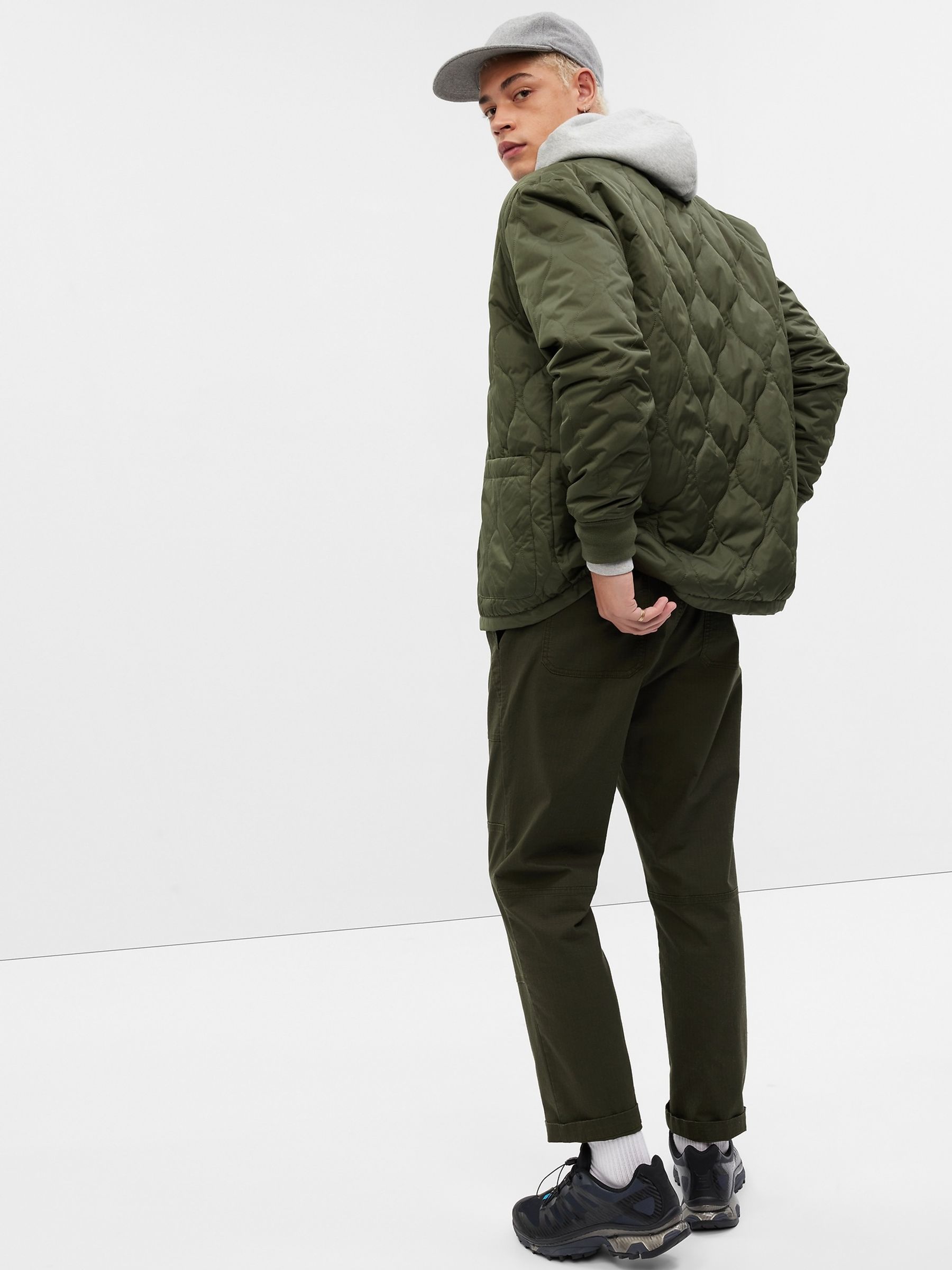 Green Quilted Bomber Jacket - Image 2 of 3