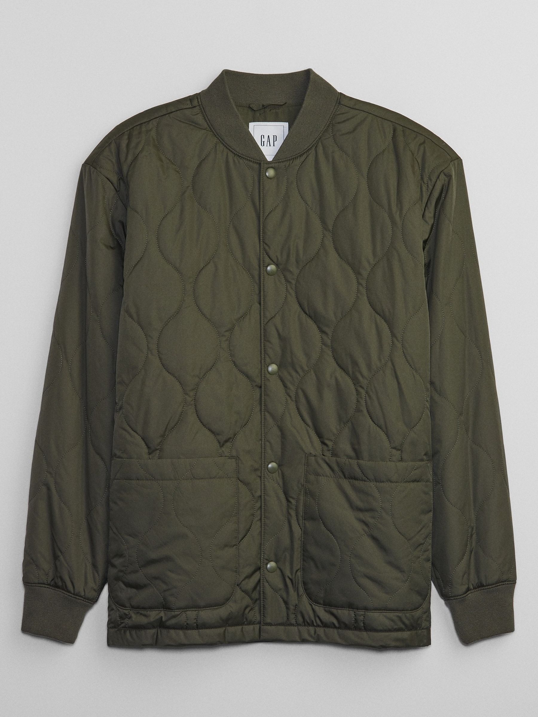 Green Quilted Bomber Jacket - Image 3 of 3