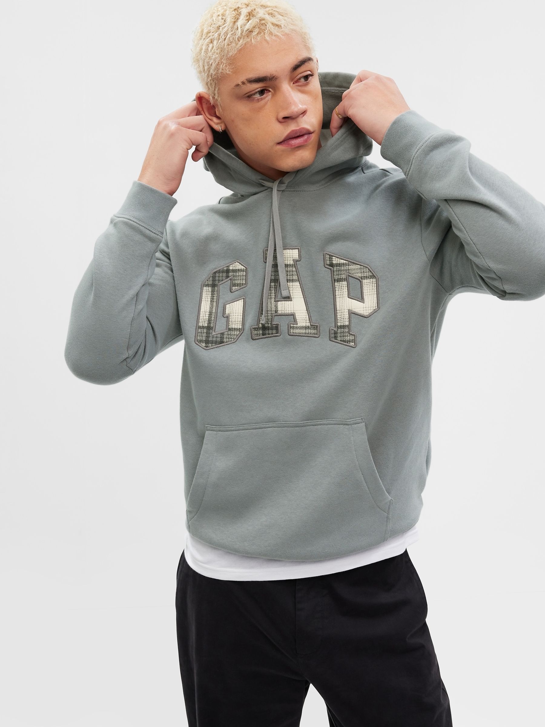 Grey Logo Fleece Hoodie - Image 1 of 1
