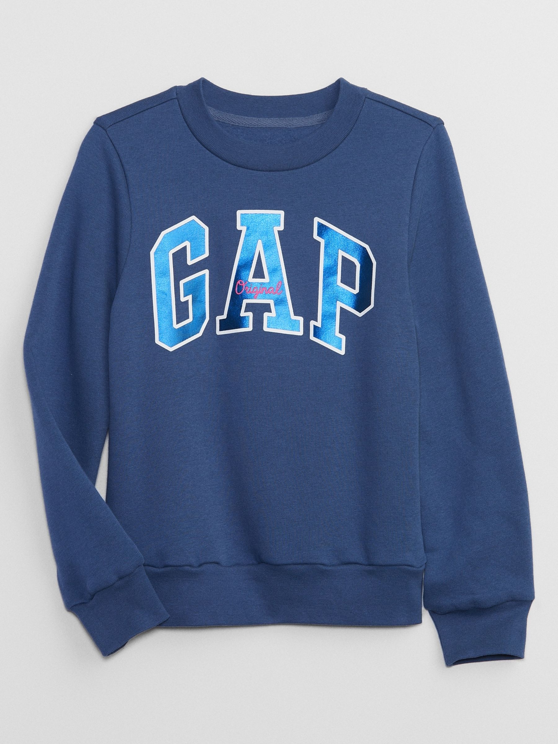 Blue Metallic Logo Long Sleeve Crew Neck Sweatshirt (4-13yrs) - Image 1 of 3