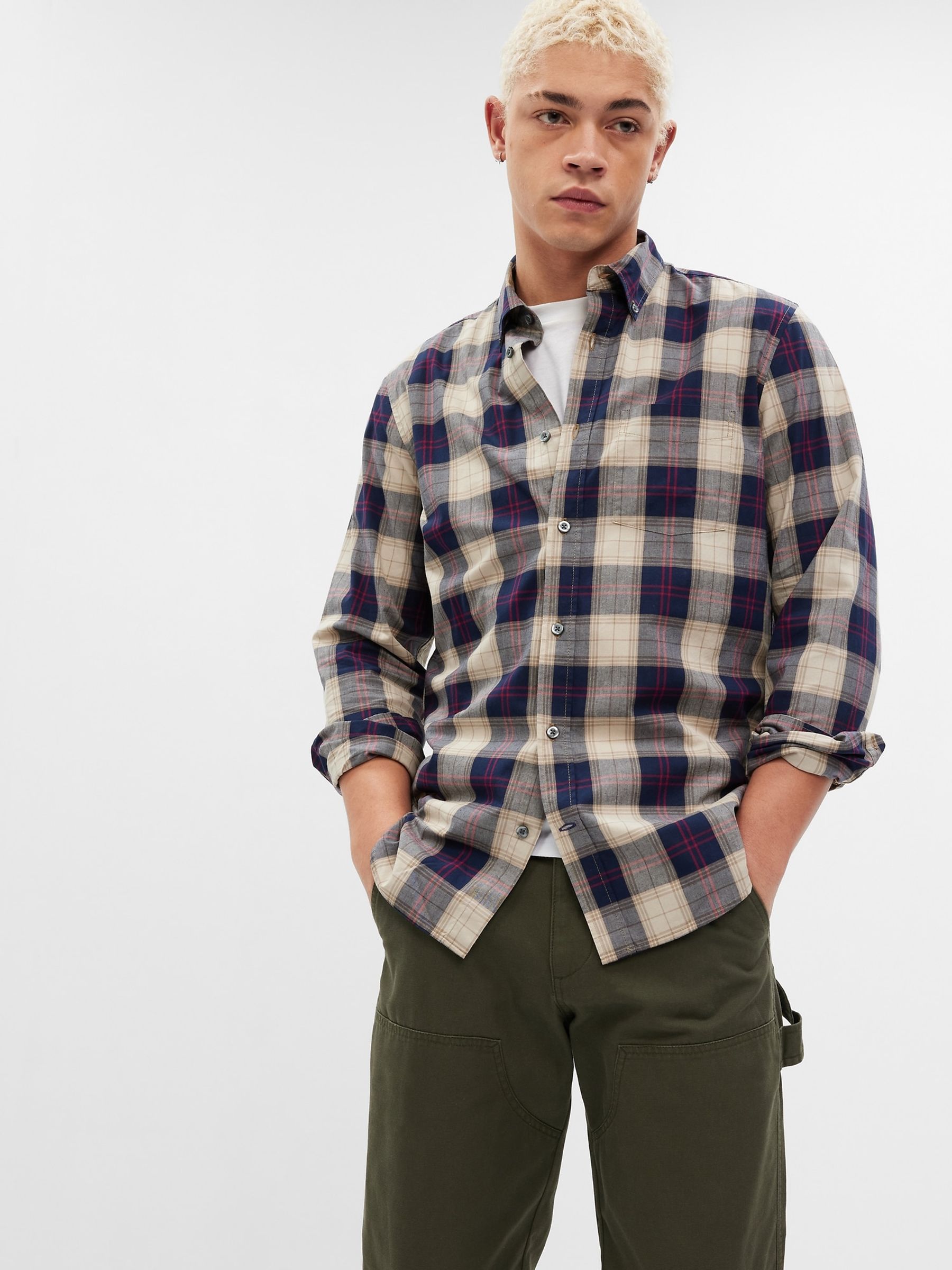 Navy Long Sleeve Pocket Button Up Shirt - Image 1 of 1