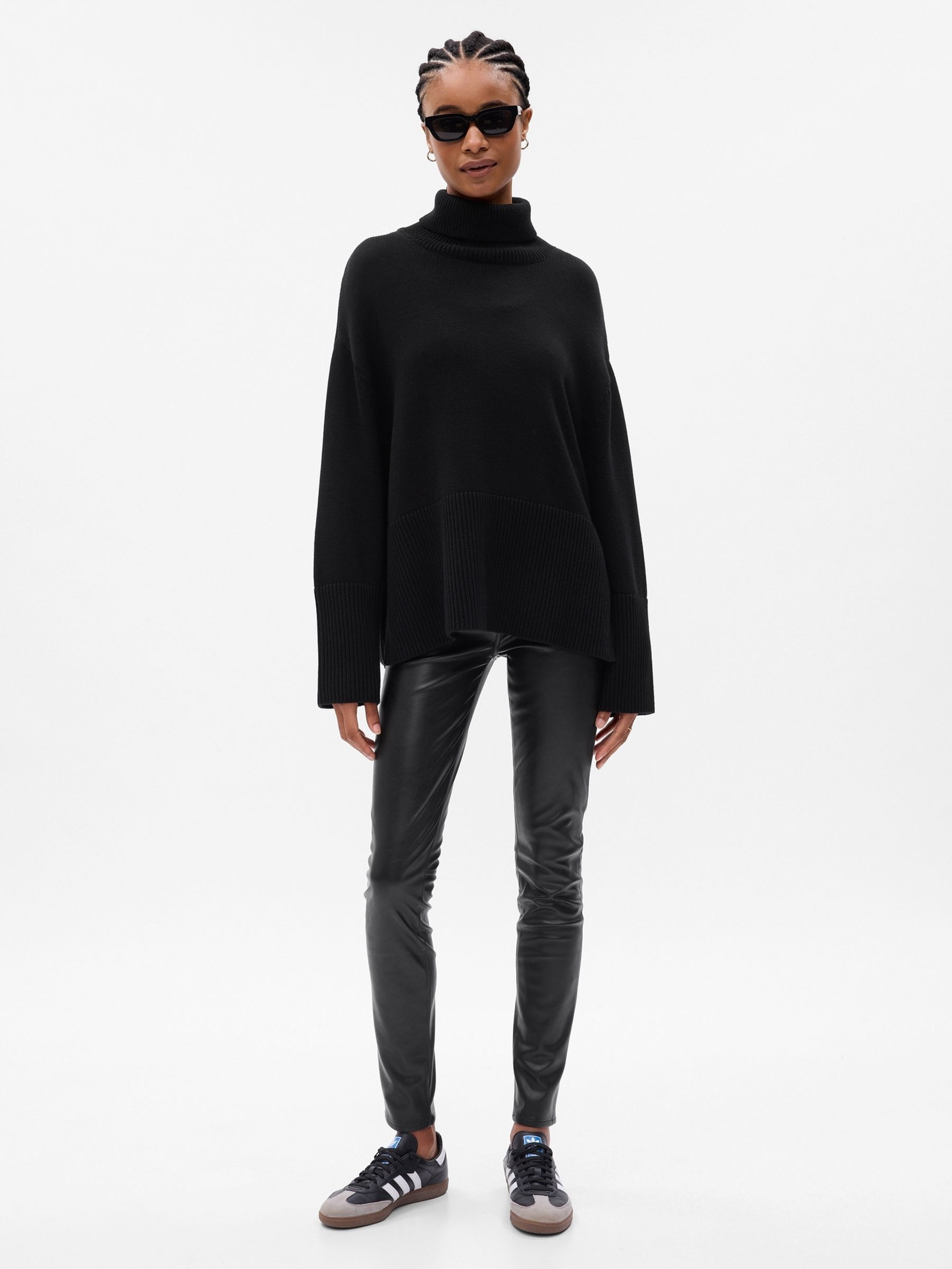 Black Split Hem Turtle Neck Jumper - Image 1 of 1
