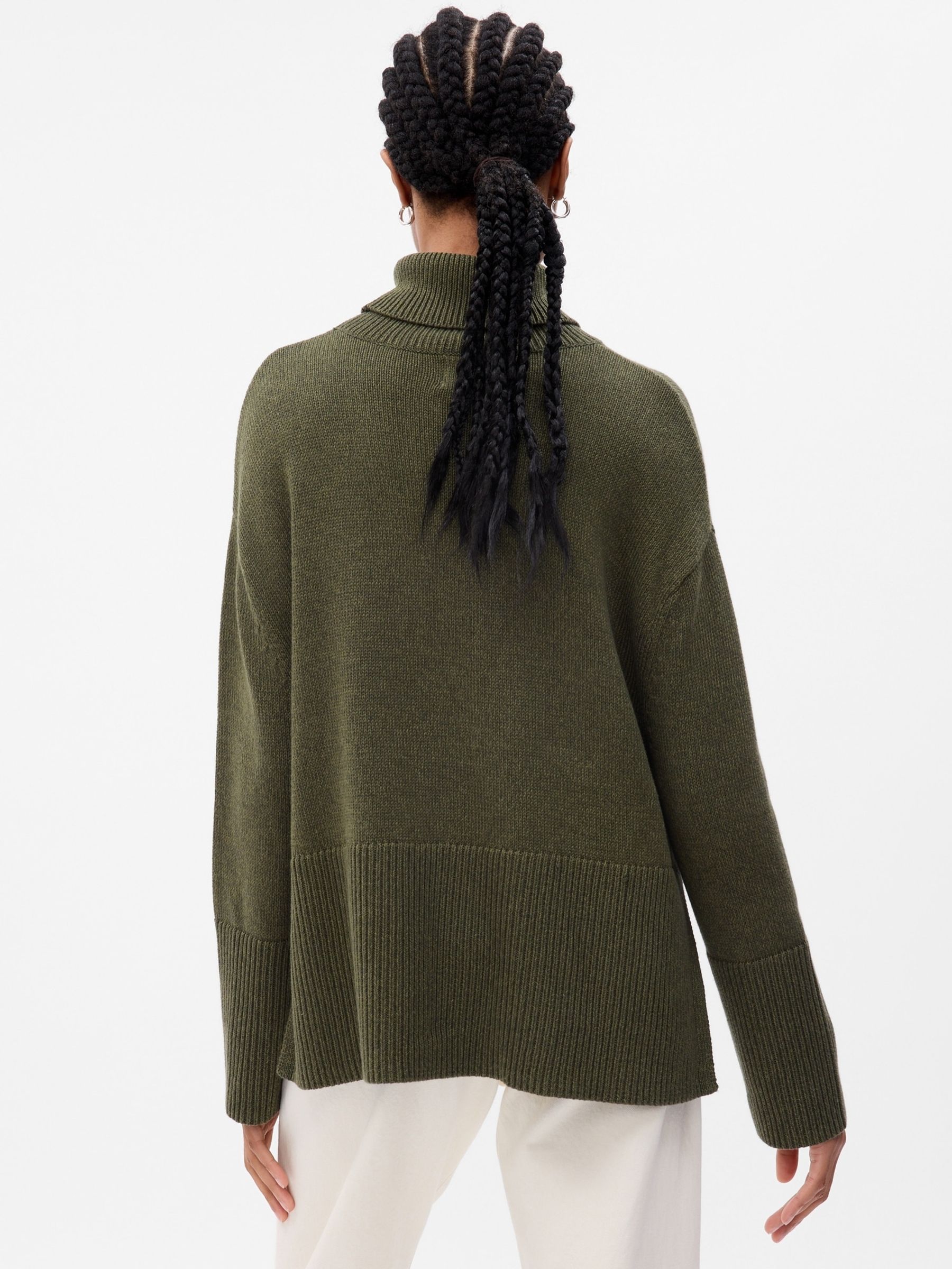 Green Split Hem Turtle Neck Jumper - Image 2 of 2