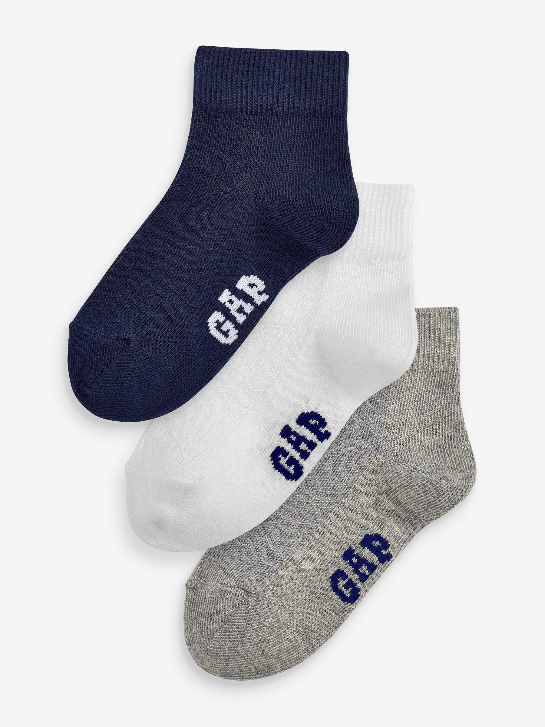 Grey Kids 3 Pack Quarter Crew Socks - Image 1 of 5
