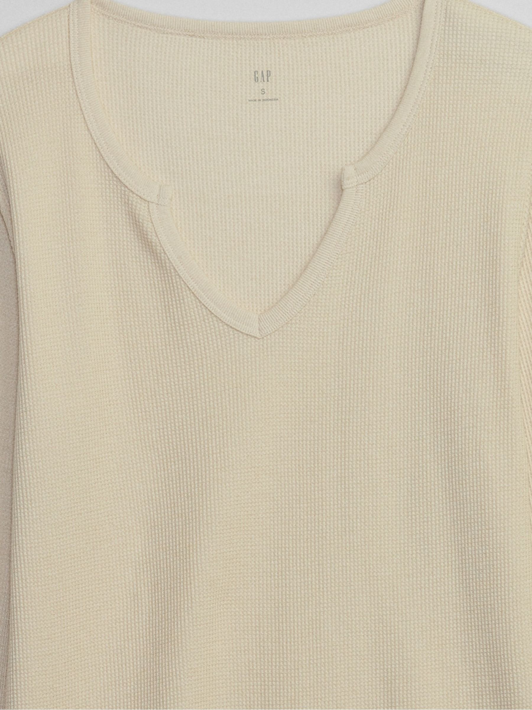 Cream Fitted Waffle-Knit Long Sleeve Pyjama Top - Image 5 of 5