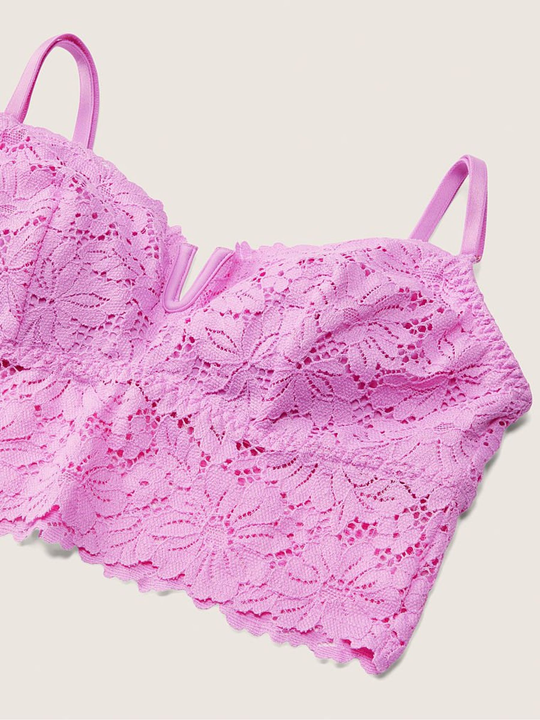 Pink Bloom Lace Longline Bralette - Image 4 of 4