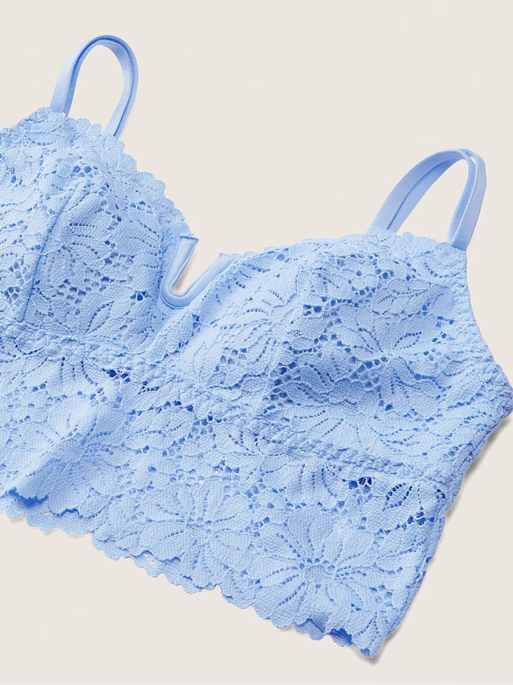 Morning Sky Blue Lace Longline Bralette - Image 4 of 4