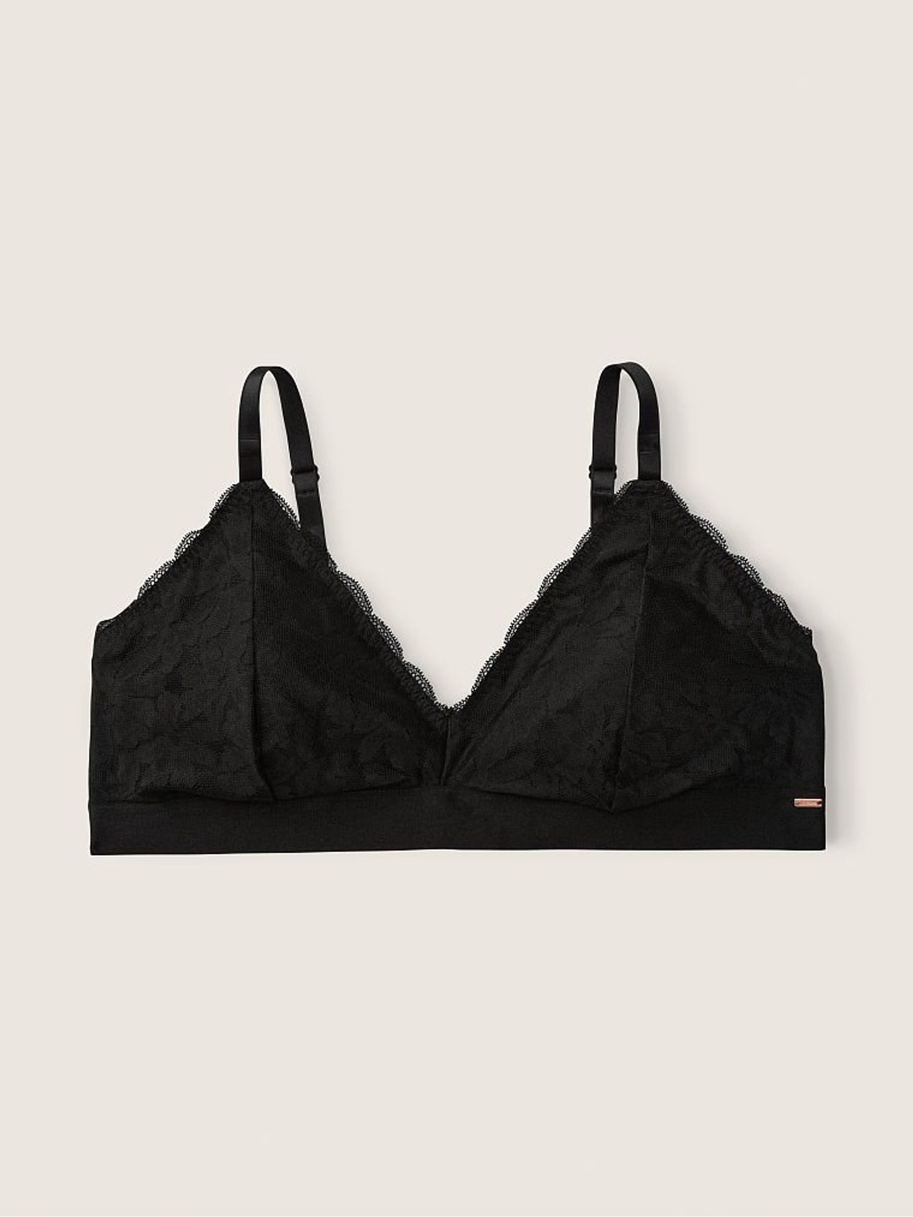 Black Fuller Cup Lace Unlined Triangle Bralette - Image 3 of 4