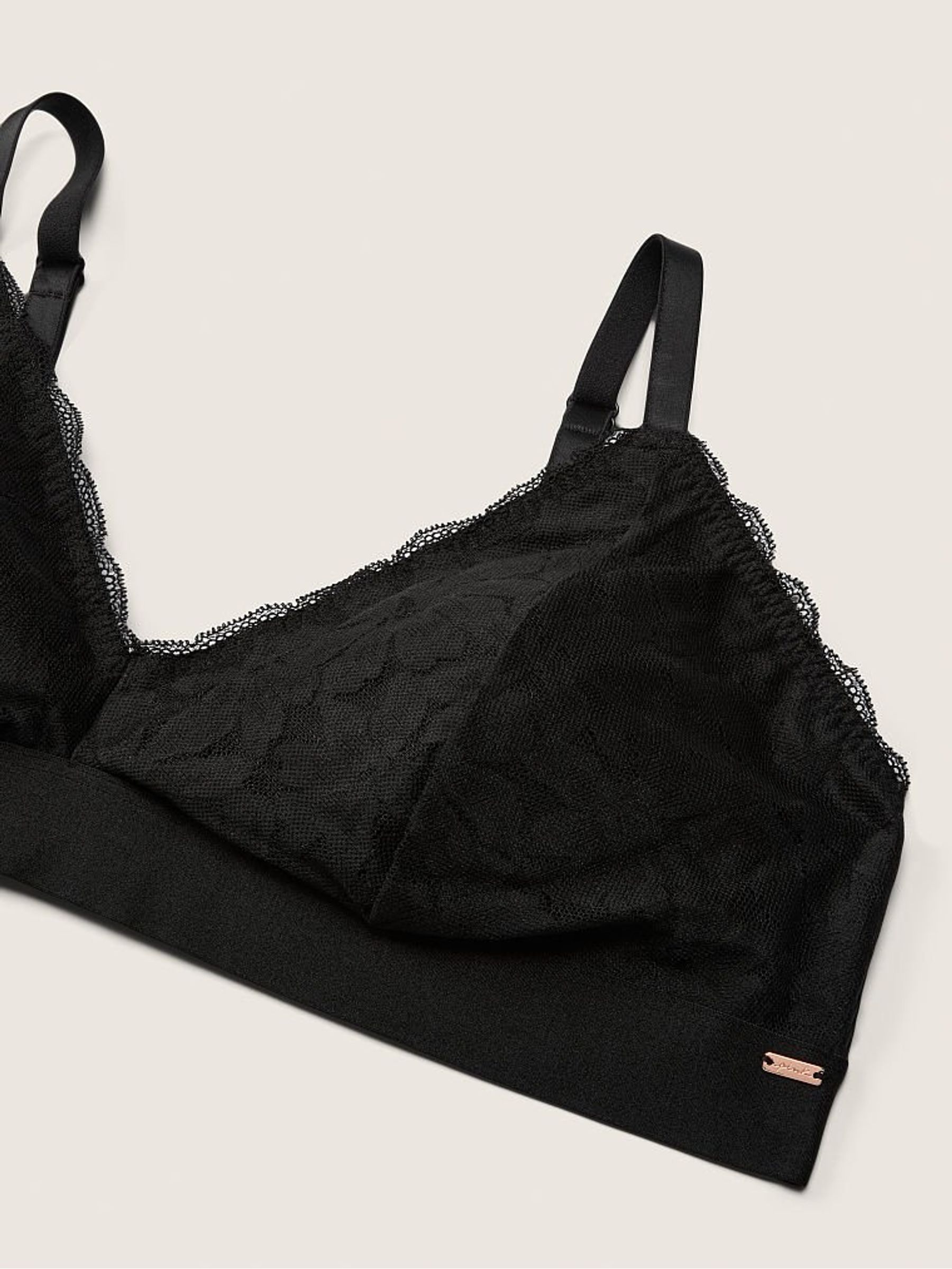 Black Fuller Cup Lace Unlined Triangle Bralette - Image 4 of 4