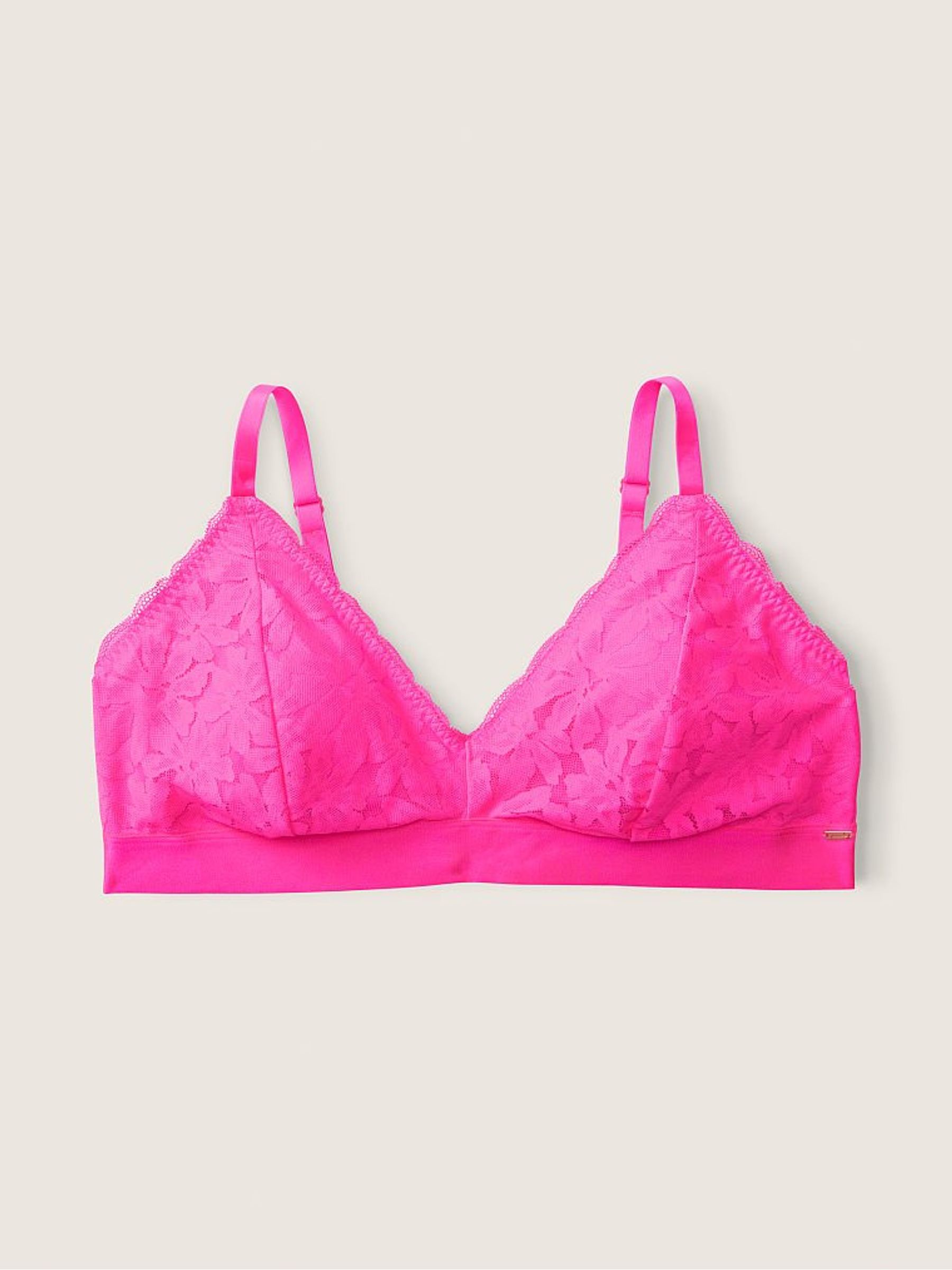 Atomic Pink Fuller Cup Lace Unlined Triangle Bralette - Image 3 of 4