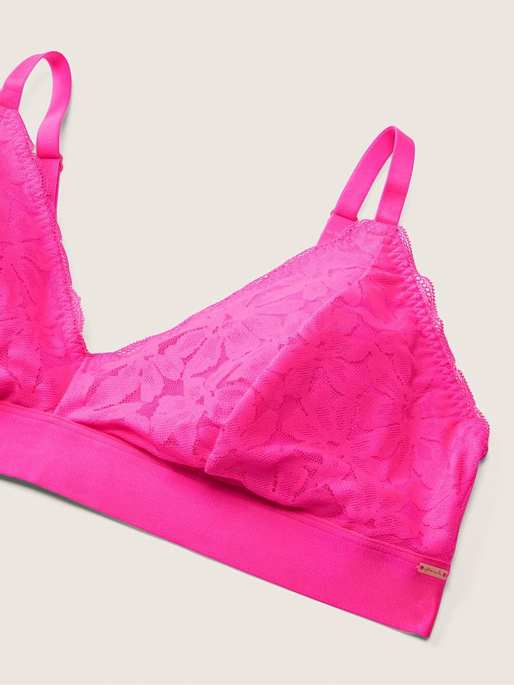 Atomic Pink Fuller Cup Lace Unlined Triangle Bralette - Image 4 of 4