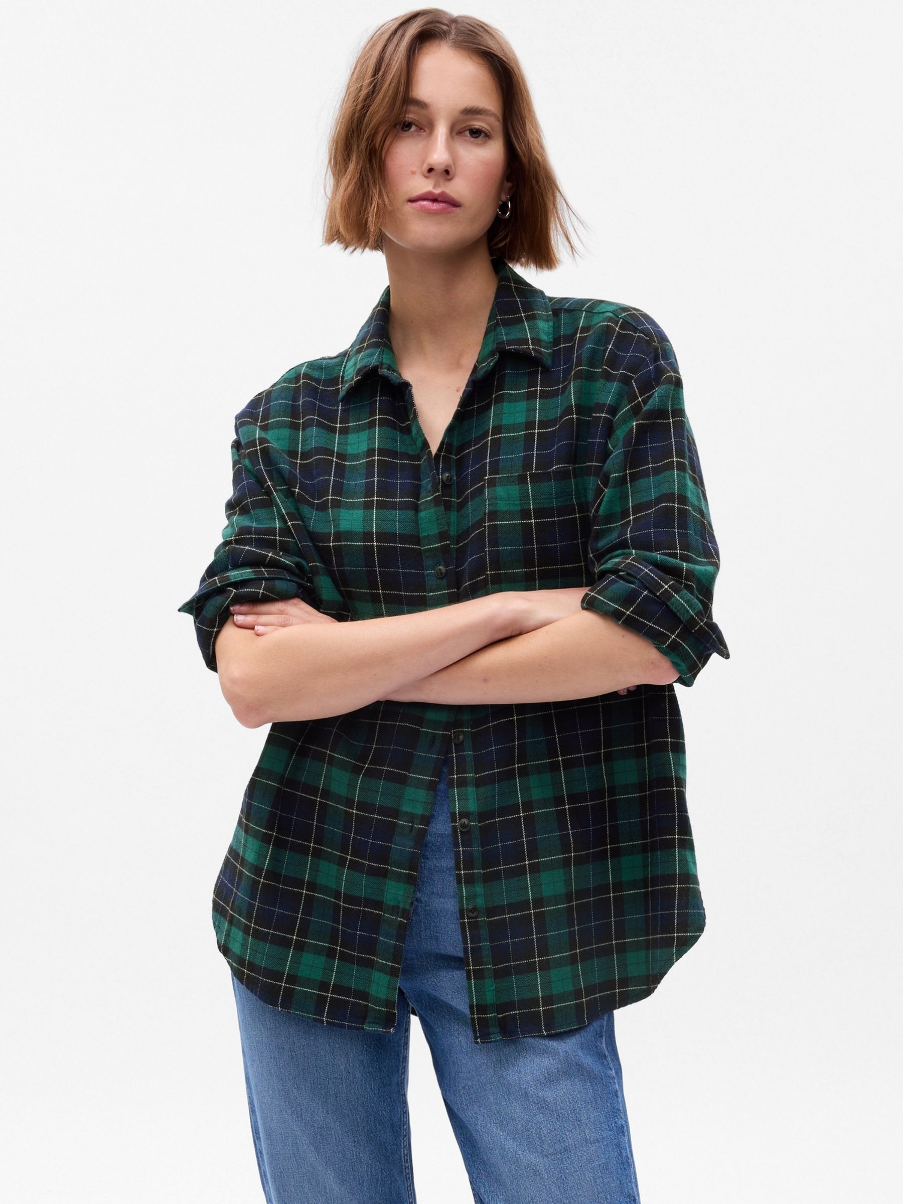 Green Flannel Big Long Sleeve Shirt - Image 1 of 5