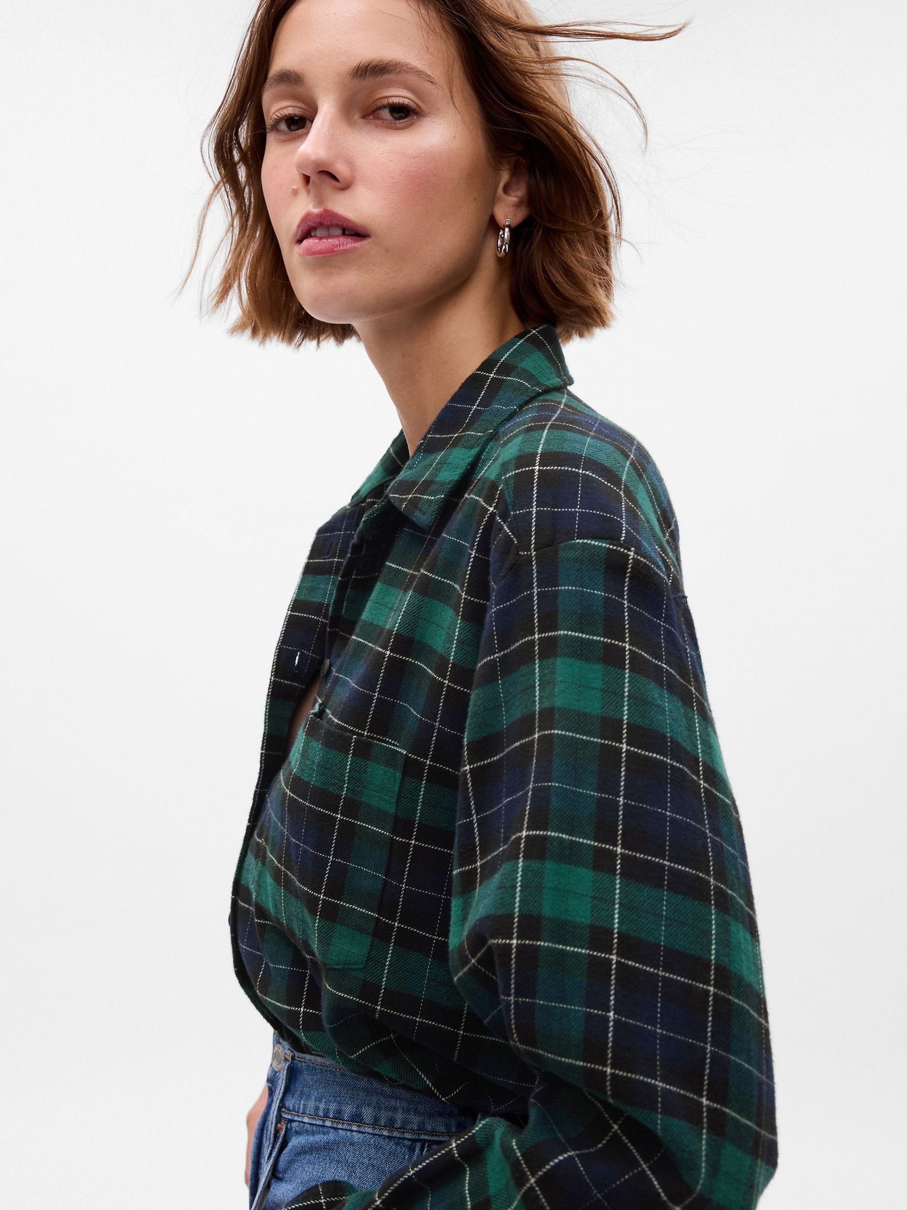 Green Flannel Big Long Sleeve Shirt - Image 3 of 5