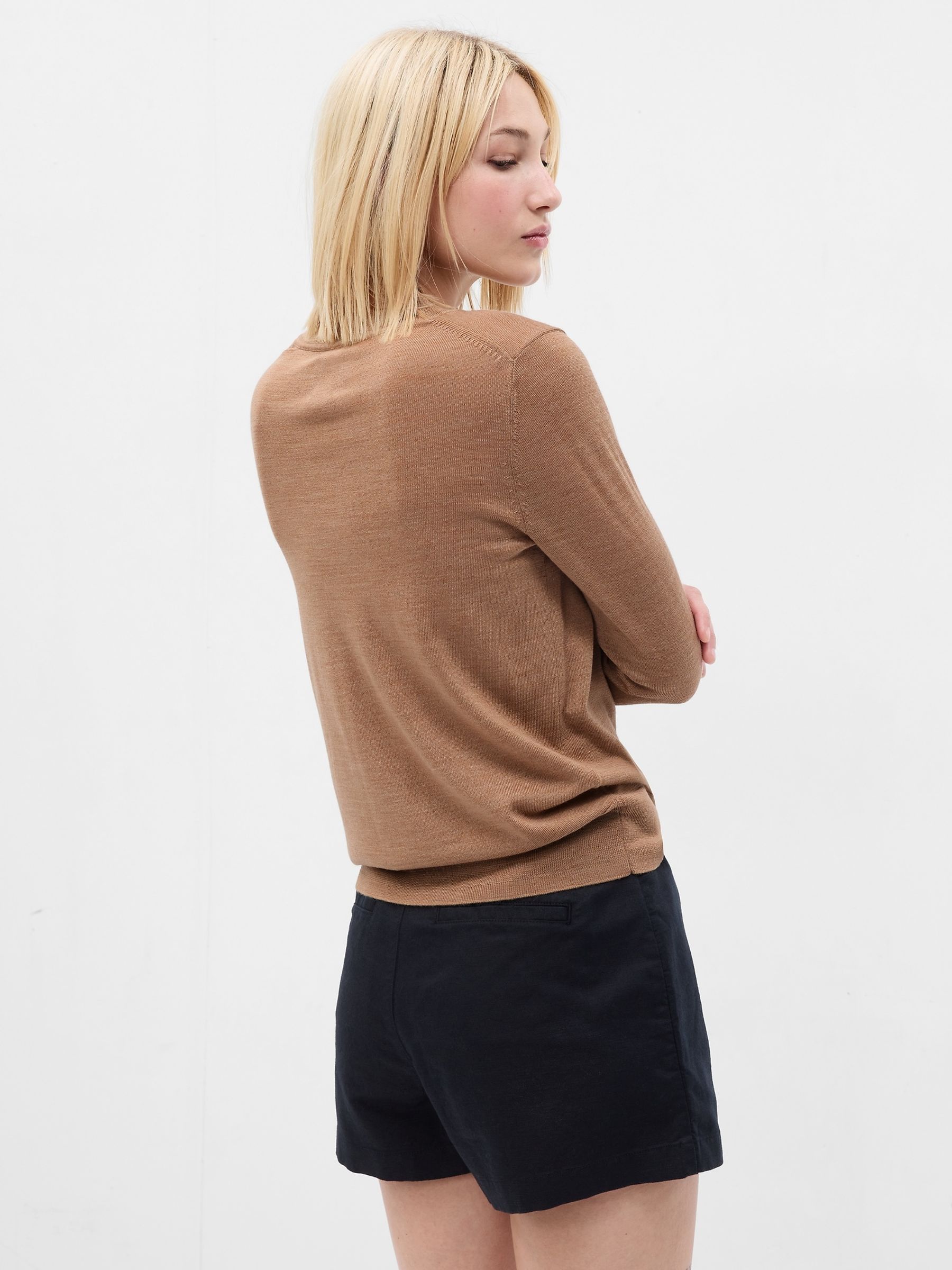 Brown Merino Wool Crew Neck Jumper - Image 2 of 2