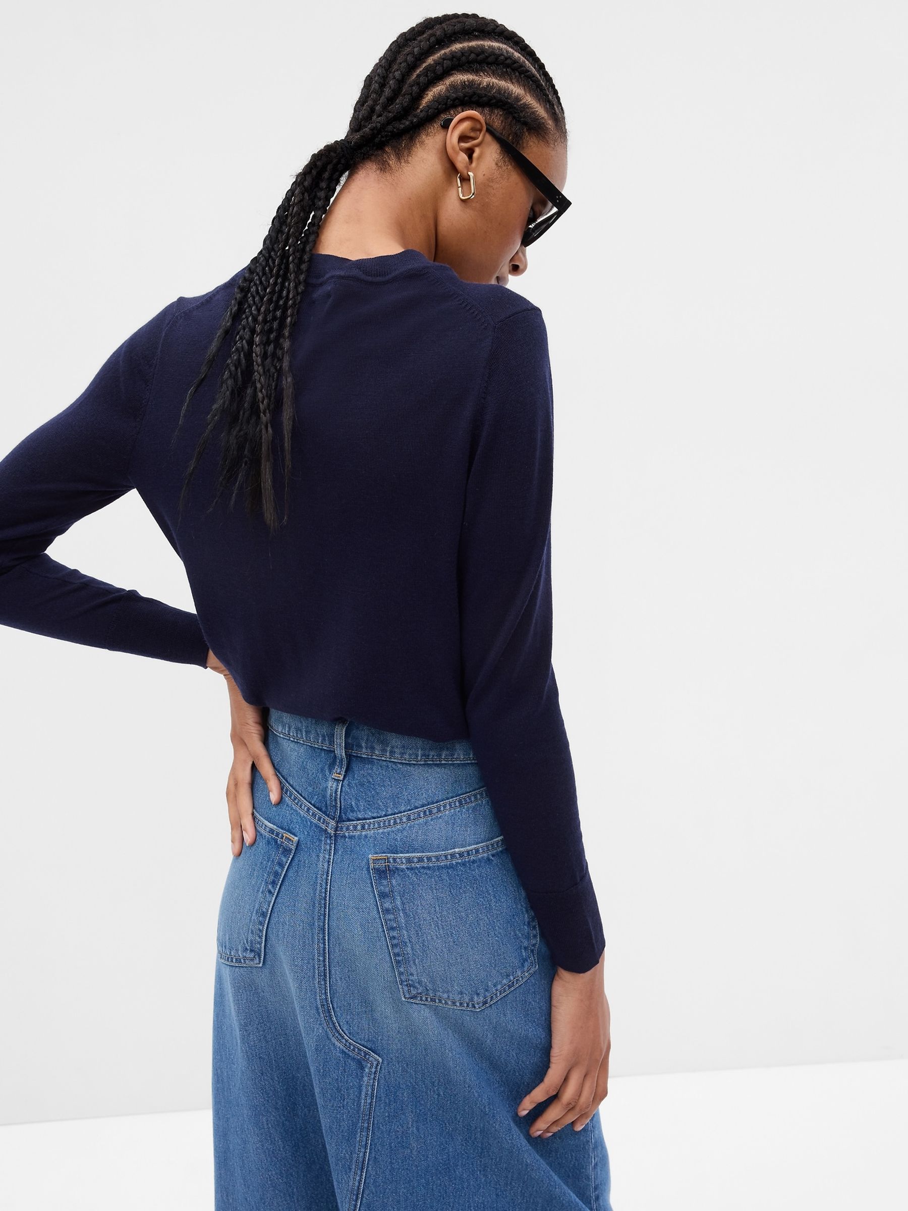 Blue Merino Wool Crew Neck Jumper - Image 2 of 2