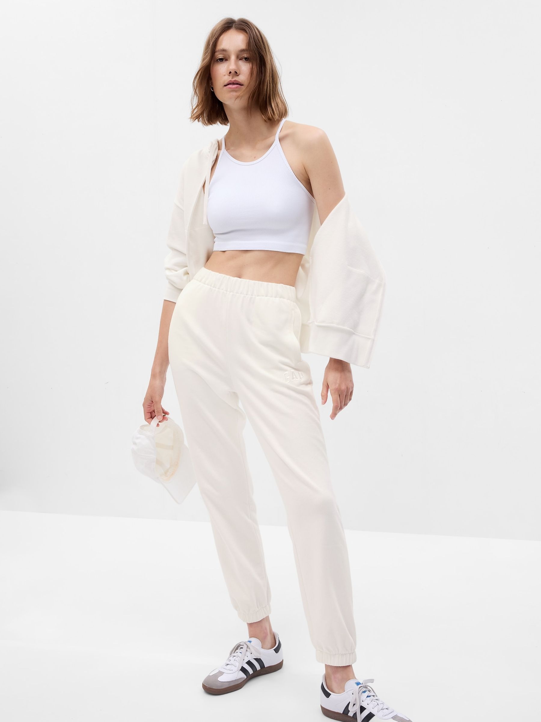 White Vintage Soft Logo Joggers - Image 1 of 2