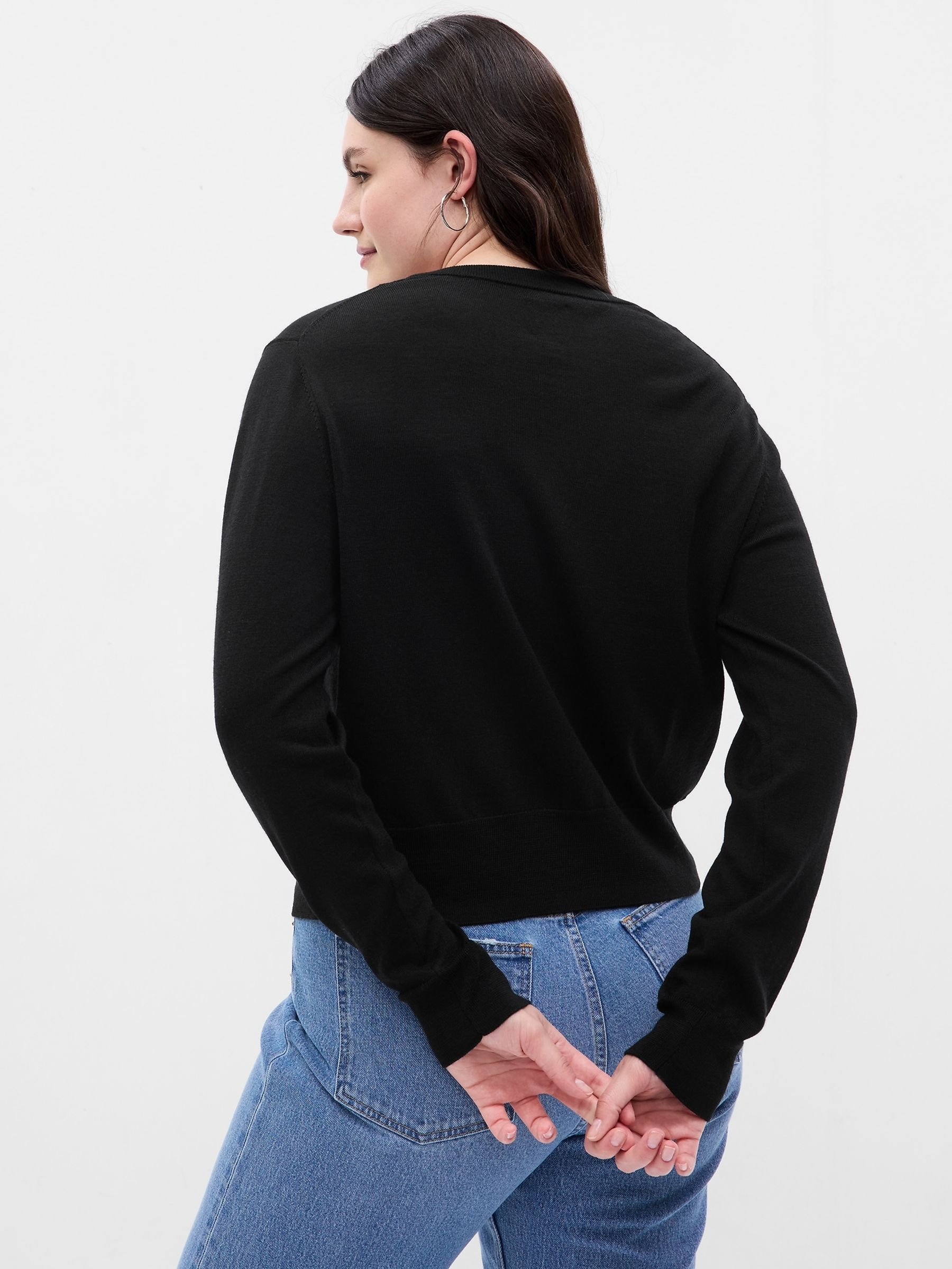 Black Merino Wool Cardigan - Image 5 of 5