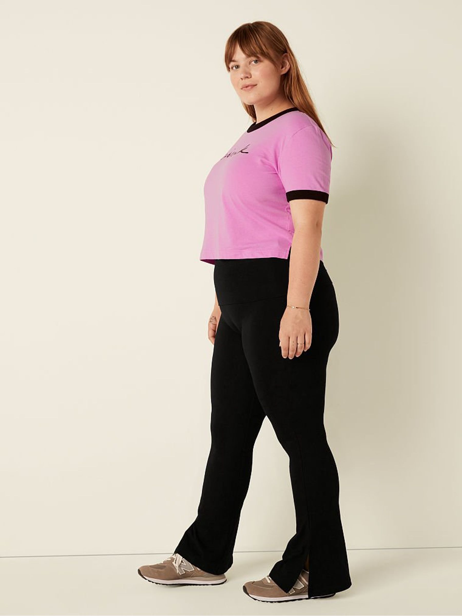 Pure Black Foldover Flare Legging - Image 3 of 3