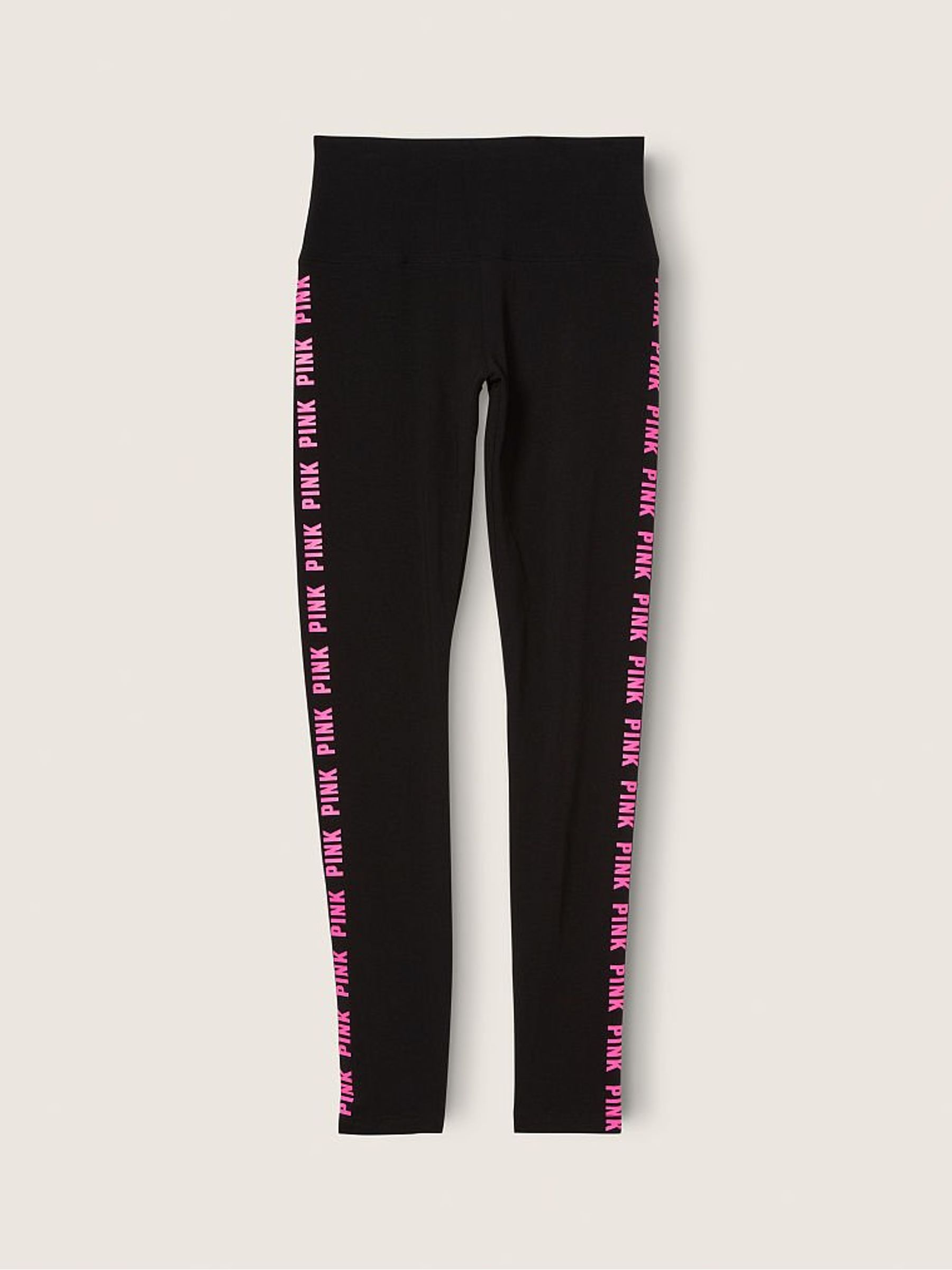 Pure Black With Atomic Pink Ticking Cotton High Waist  Leggings - Image 4 of 4