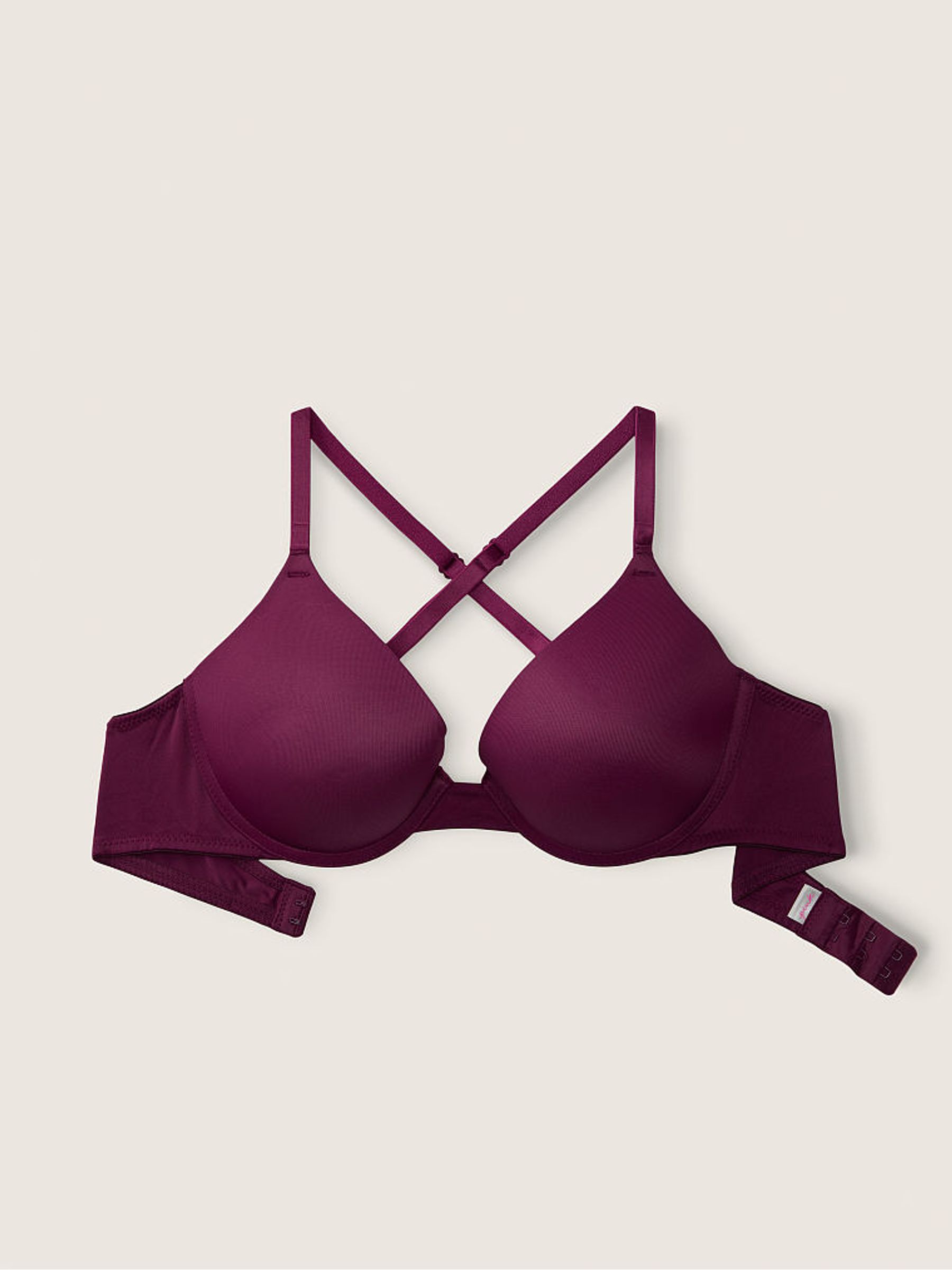 Rich Maroon Purple Smooth Push Up T-Shirt Bra - Image 4 of 4