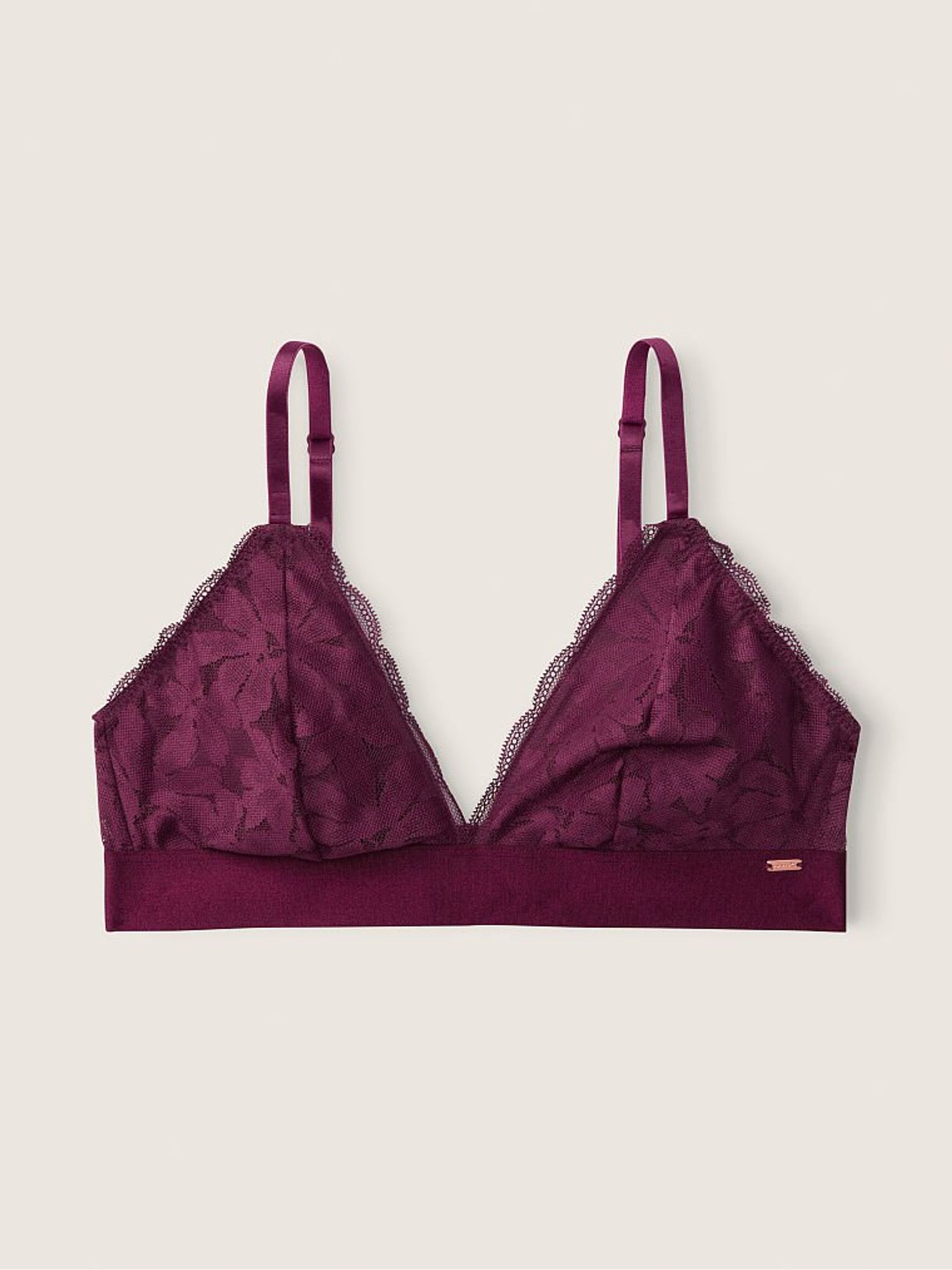 Purple Regular Cup Lace Unlined Triangle Bralette - Image 4 of 4