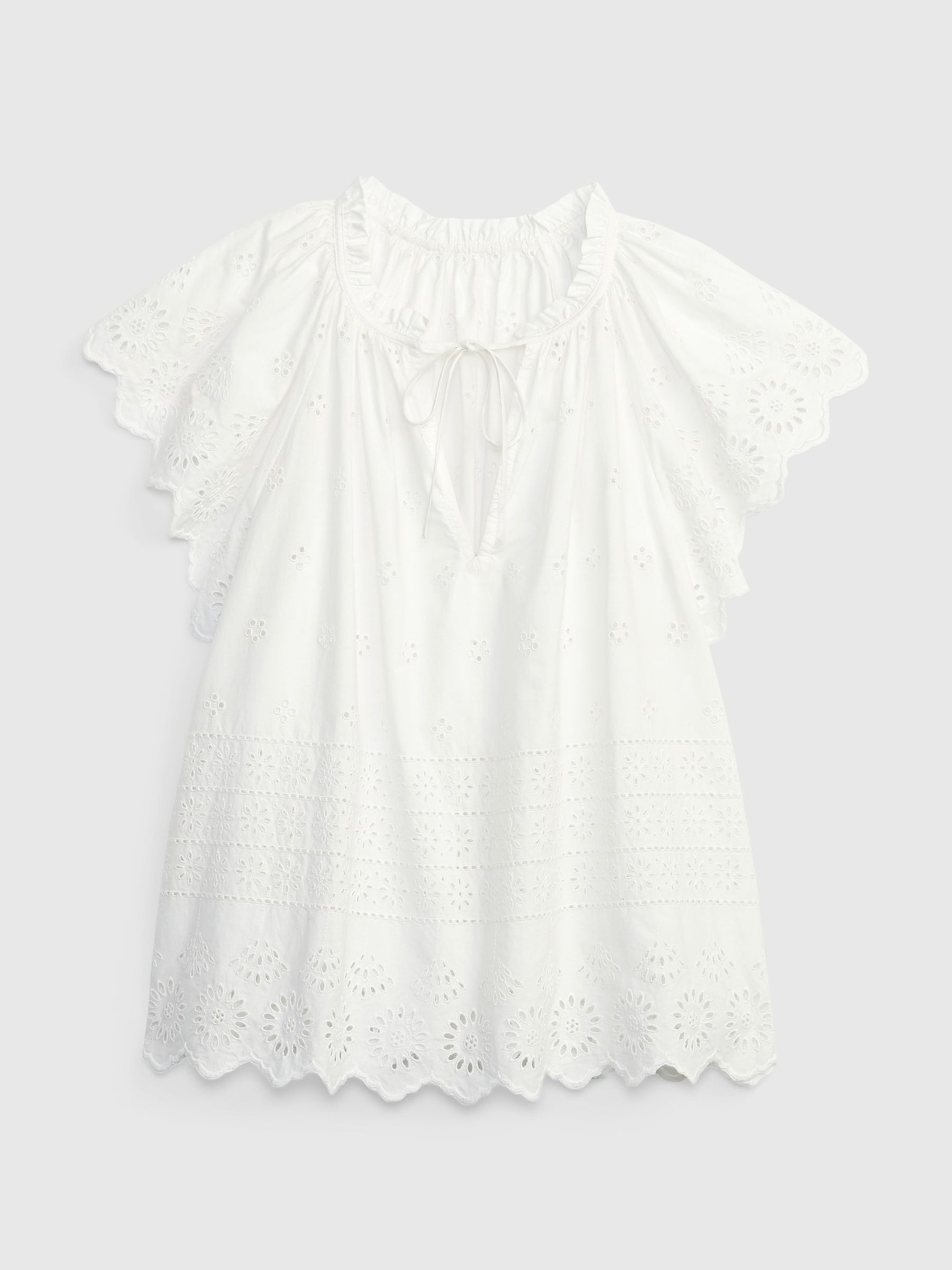 White Eyelet Flutter Sleeve Top - Image 4 of 4