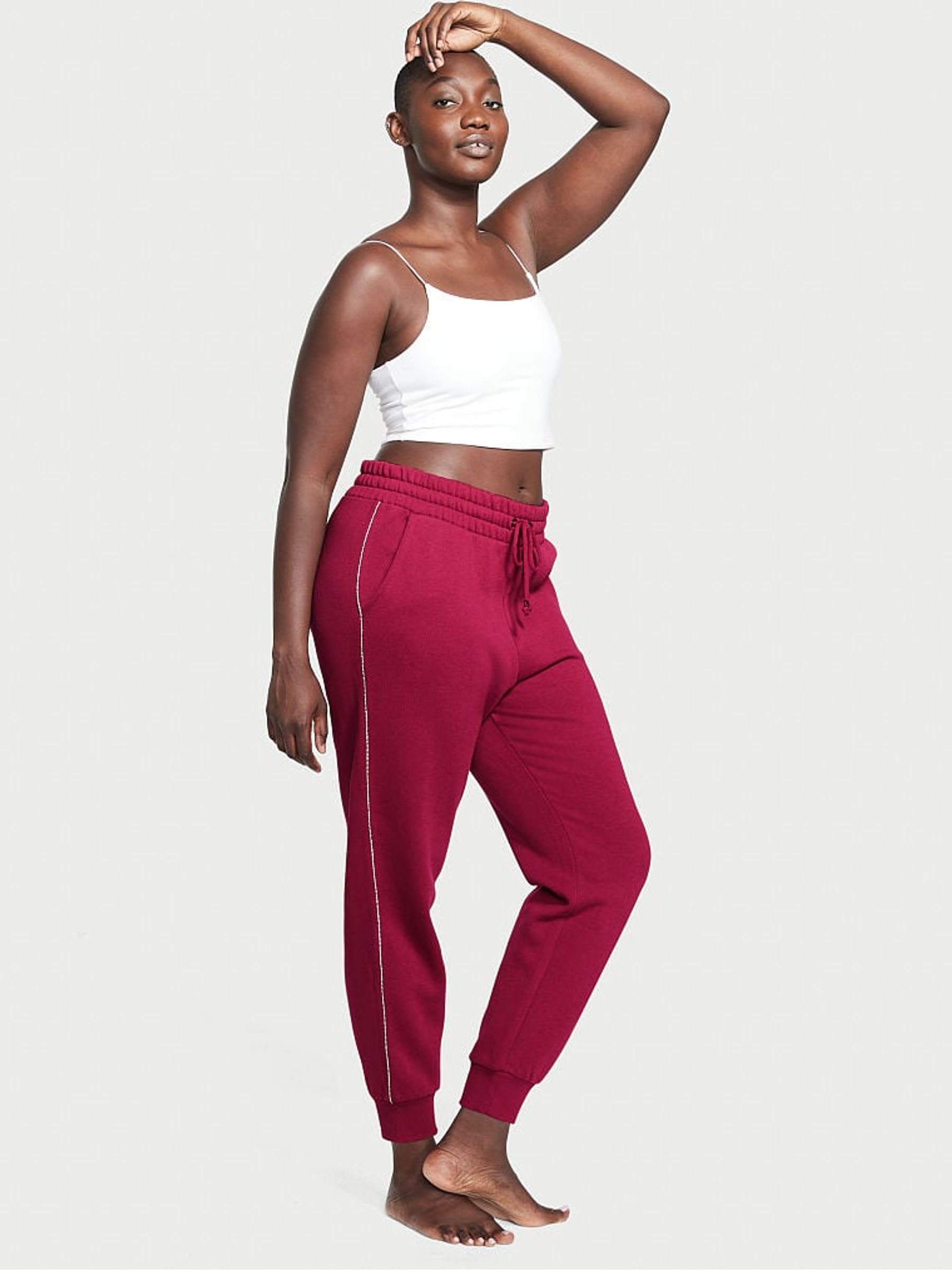 Claret Red Graphic Red Fleece Jogger - Image 1 of 3