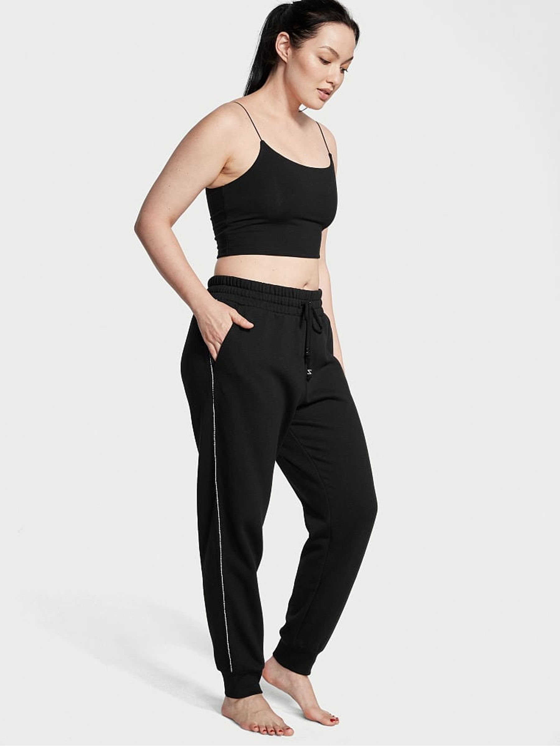 Graphic Pure Black Fleece Jogger - Image 1 of 3
