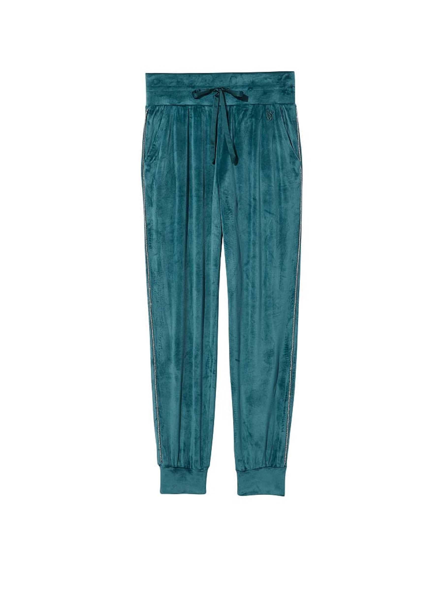 Teal Green Velour Diamante Jogger - Image 4 of 4
