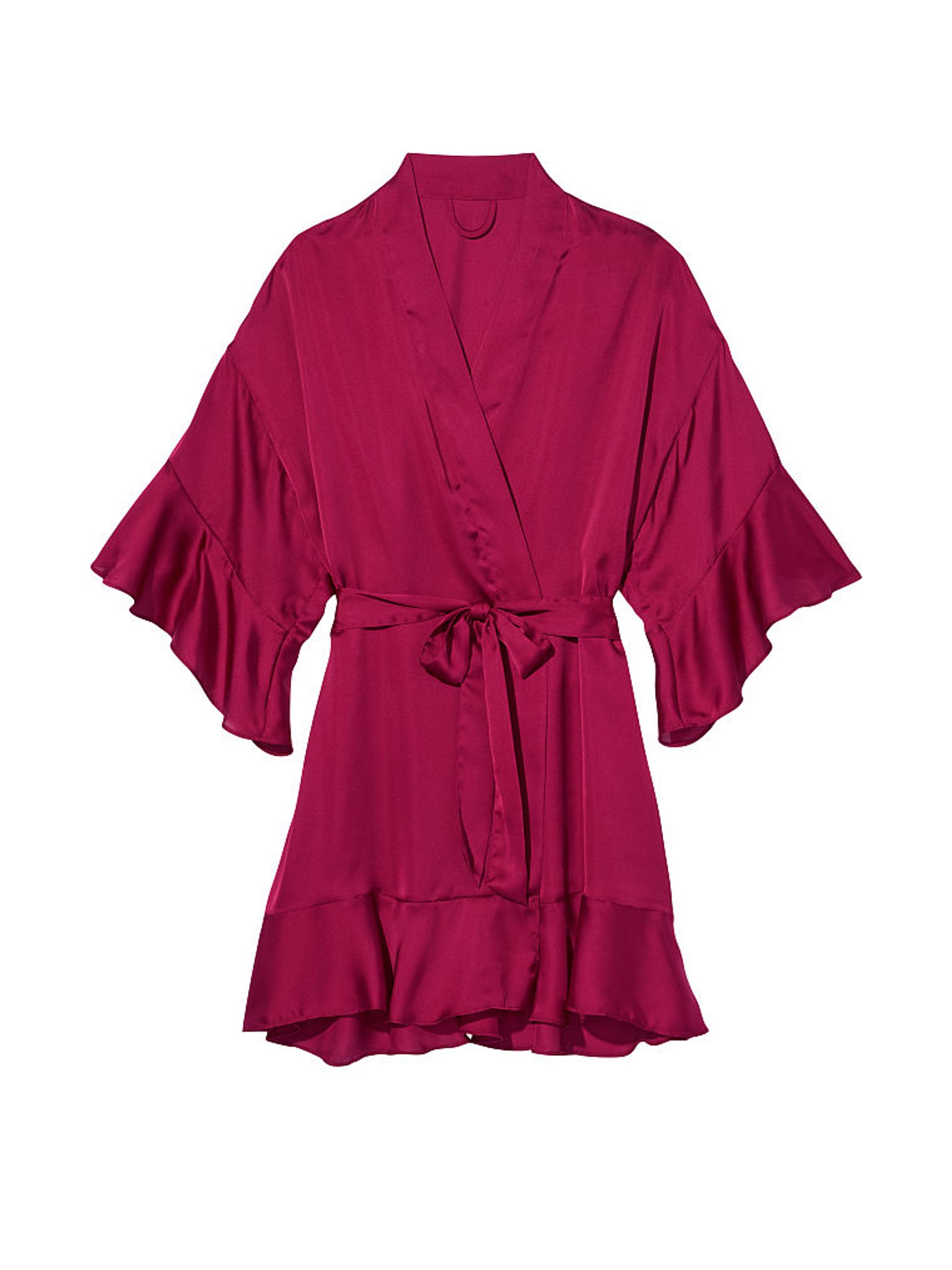 Claret Red Flounce Satin Robe - Image 3 of 3