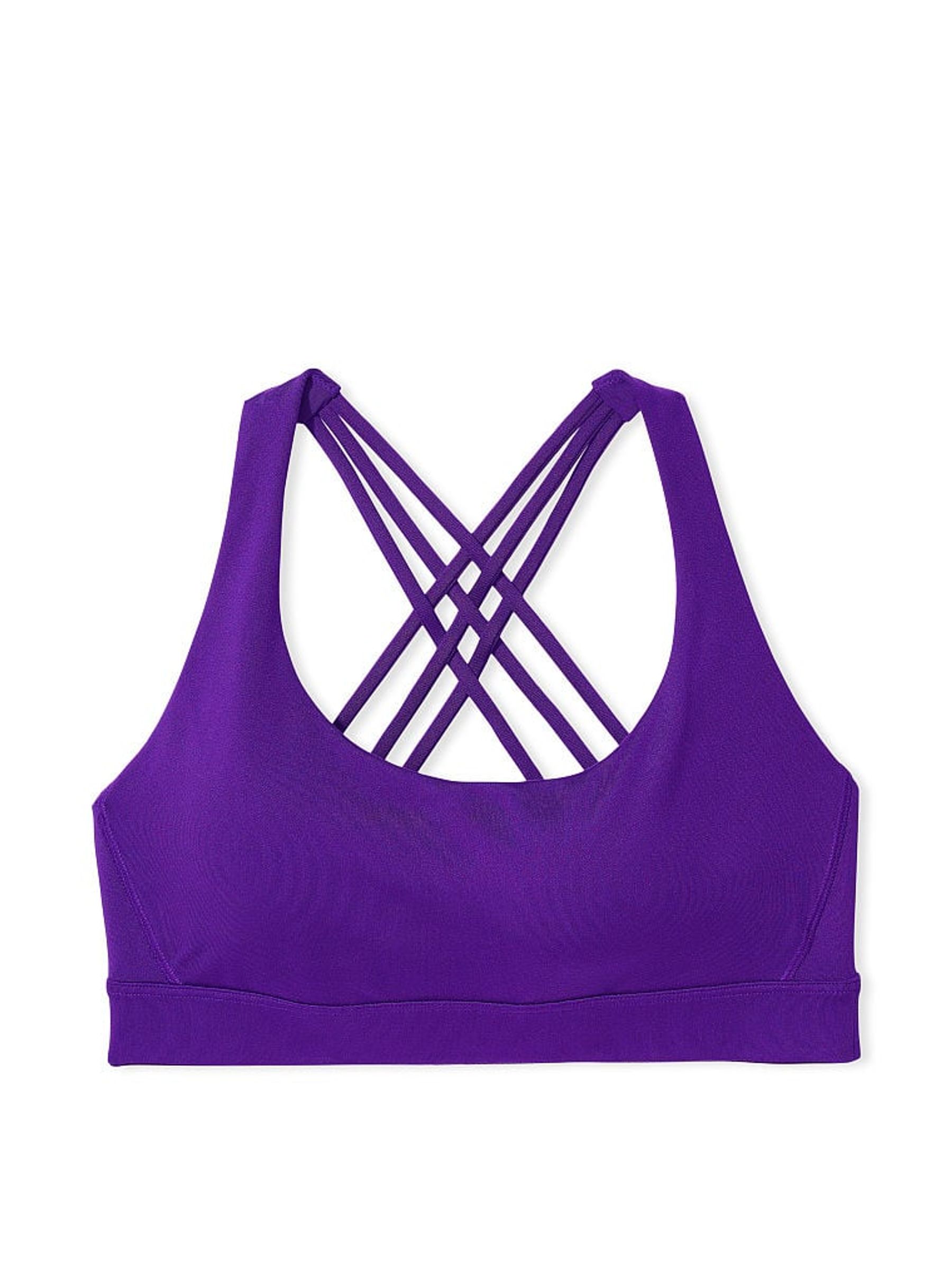 Brilliant Purple Low Impact Strappy Back Yoga Sports Bra - Image 3 of 3