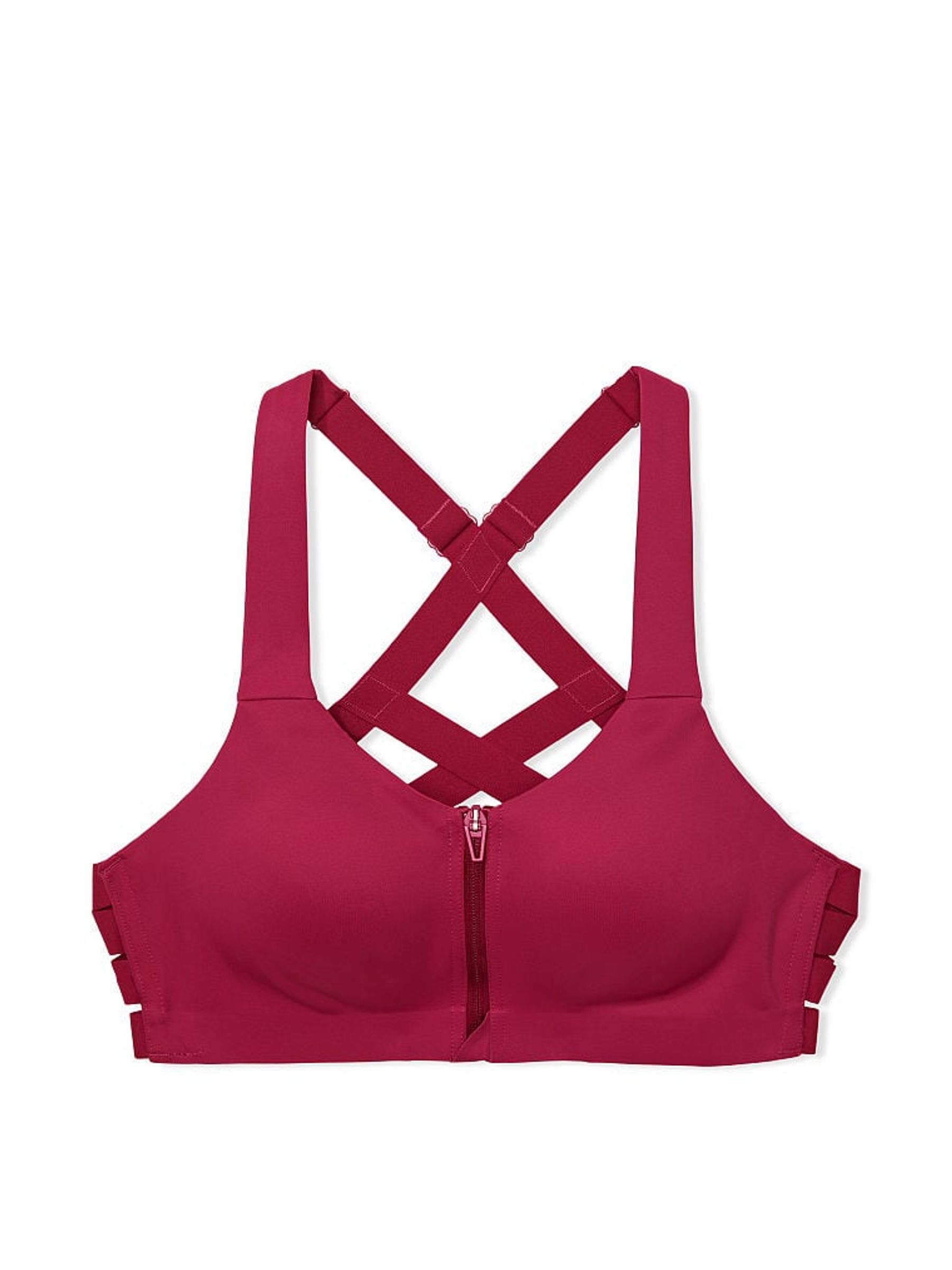 Claret Red Smooth Front Fastening Wired High Impact Sports Bra - Image 3 of 4