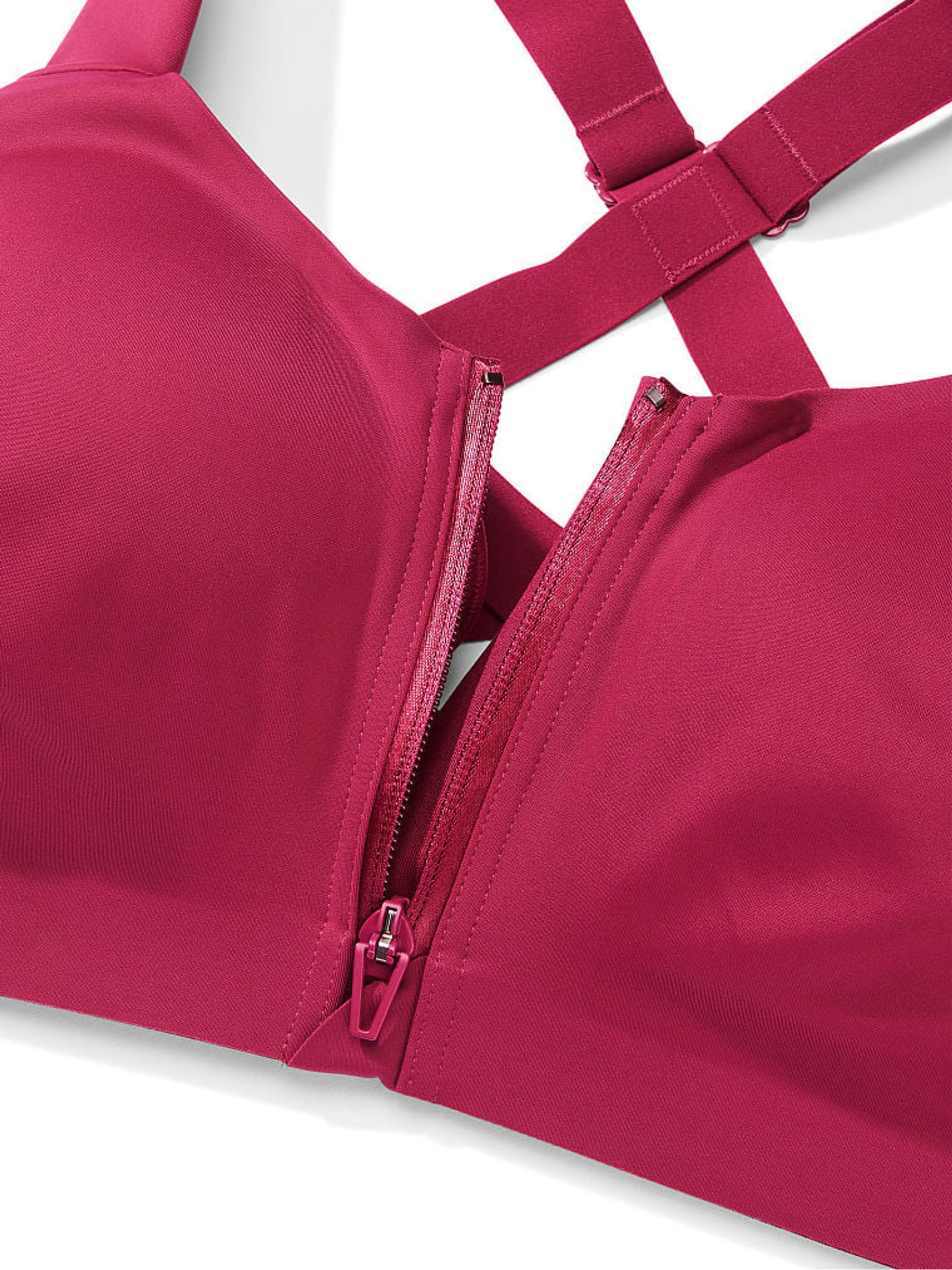 Claret Red Smooth Front Fastening Wired High Impact Sports Bra - Image 4 of 4