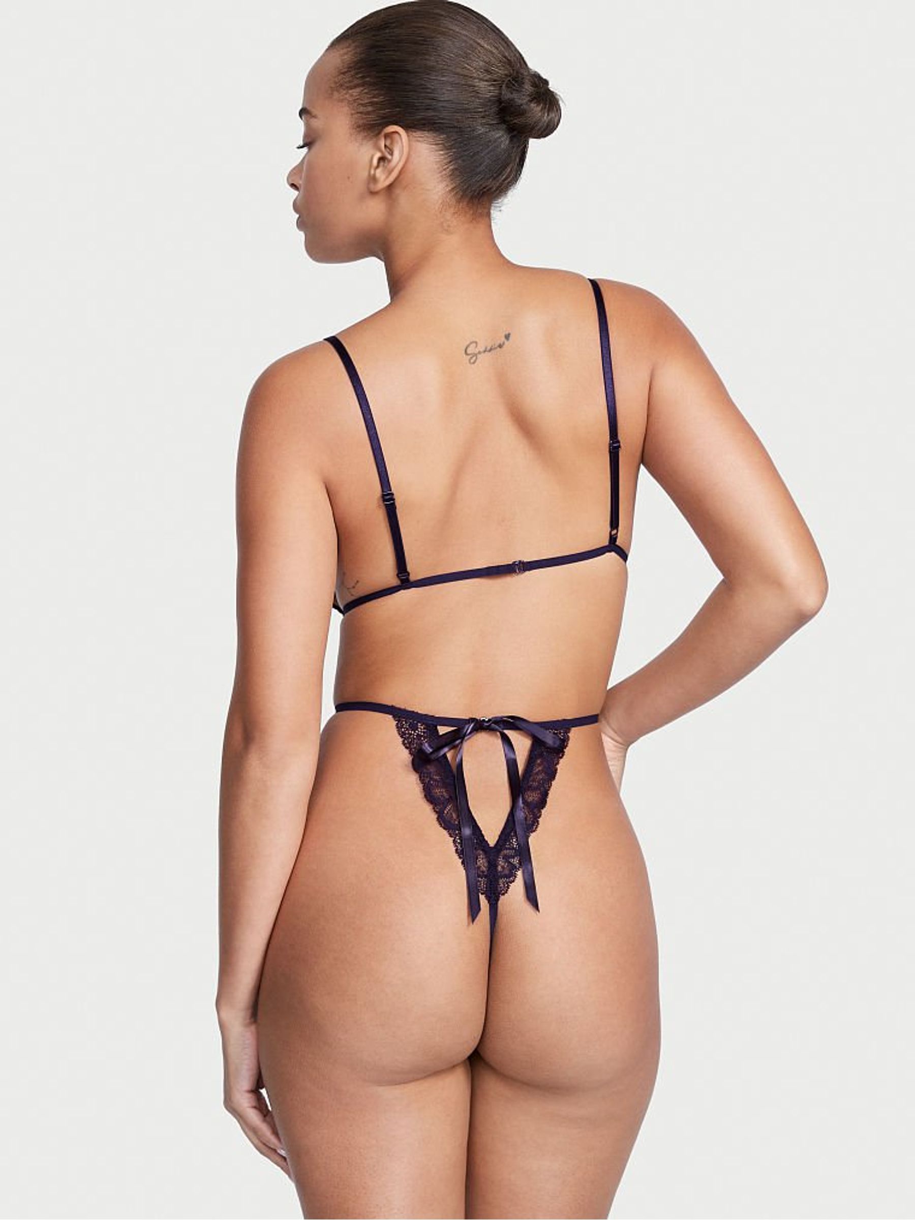 Purple Unlined Lace High Leg Bodysuit - Image 2 of 3