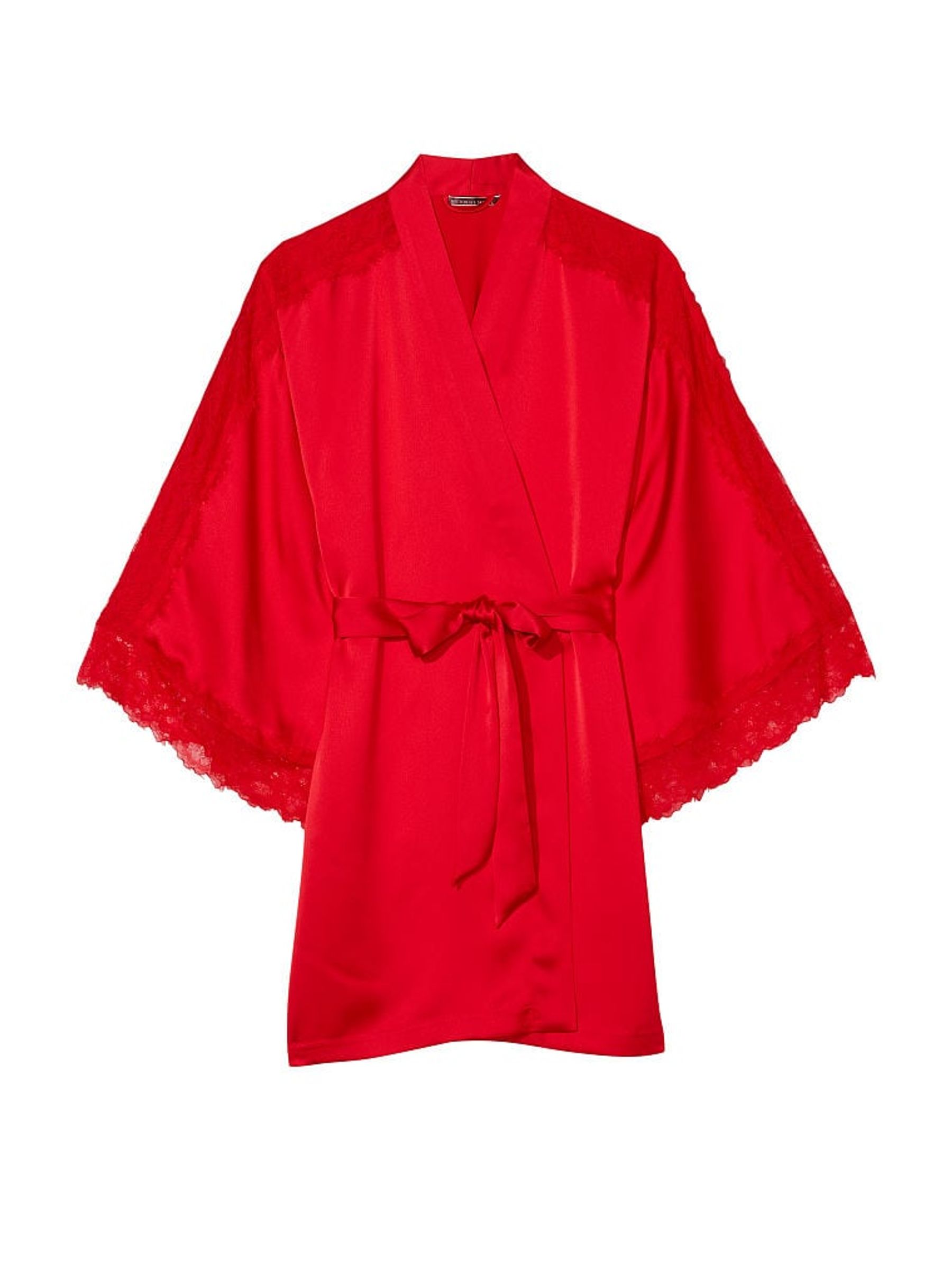 Lipstick Red Lace Inset Robe - Image 3 of 3
