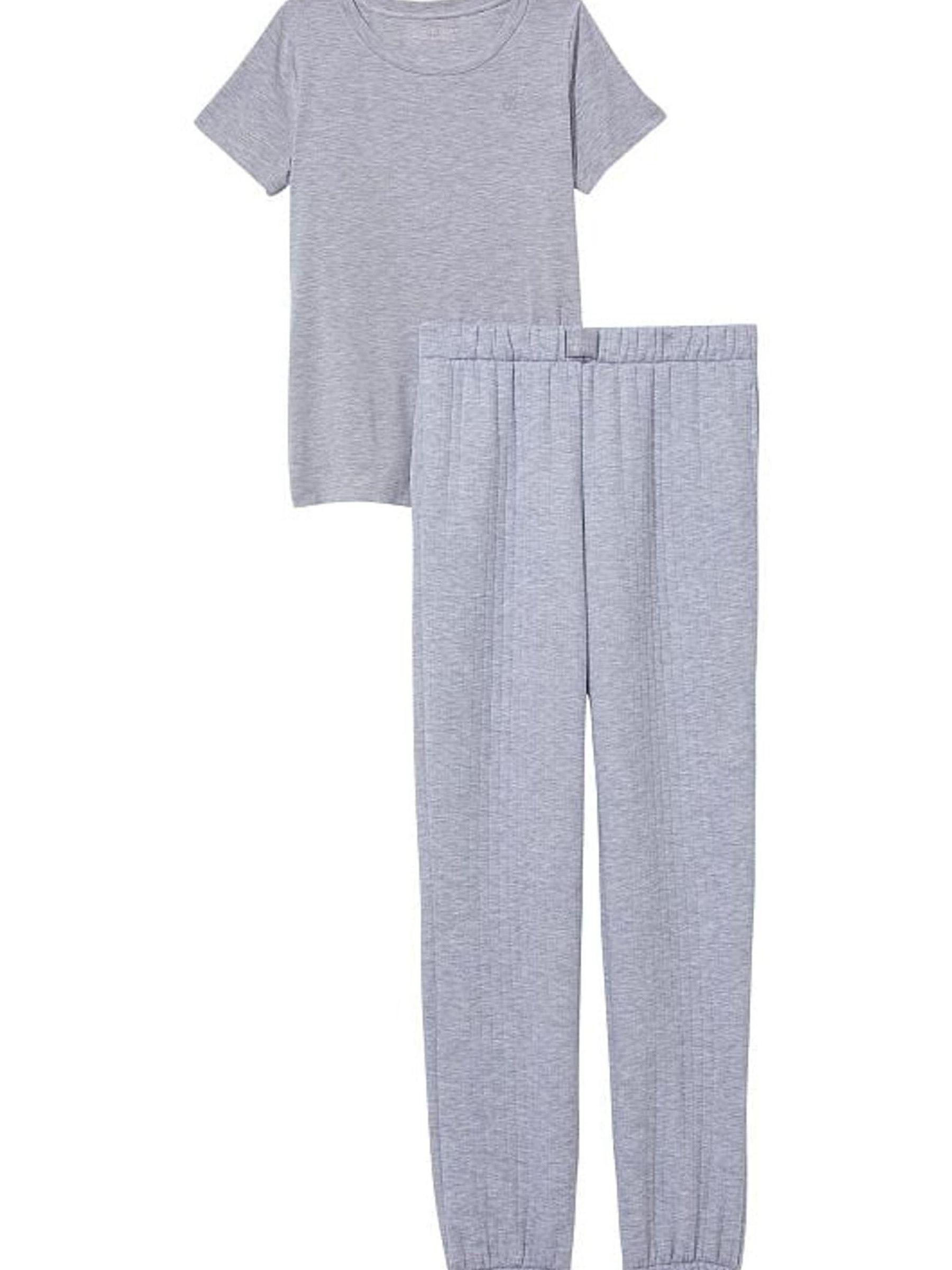 Medium Heather Grey Waffle Long Pyjama Set - Image 3 of 3